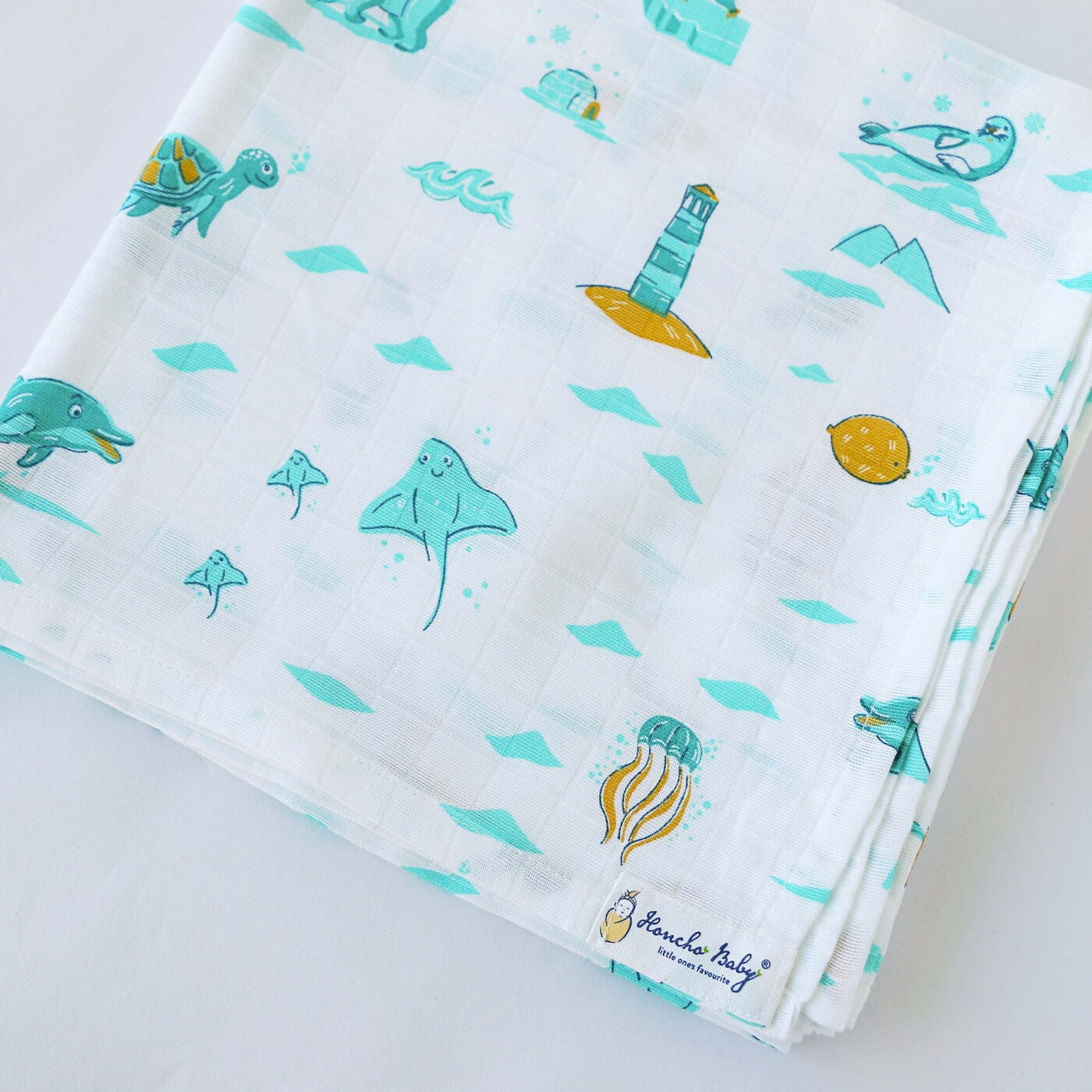 Iceberg Buddies - Organic Cotton (double layer) Baby Muslin Swaddle Set - 110 X 110 cms