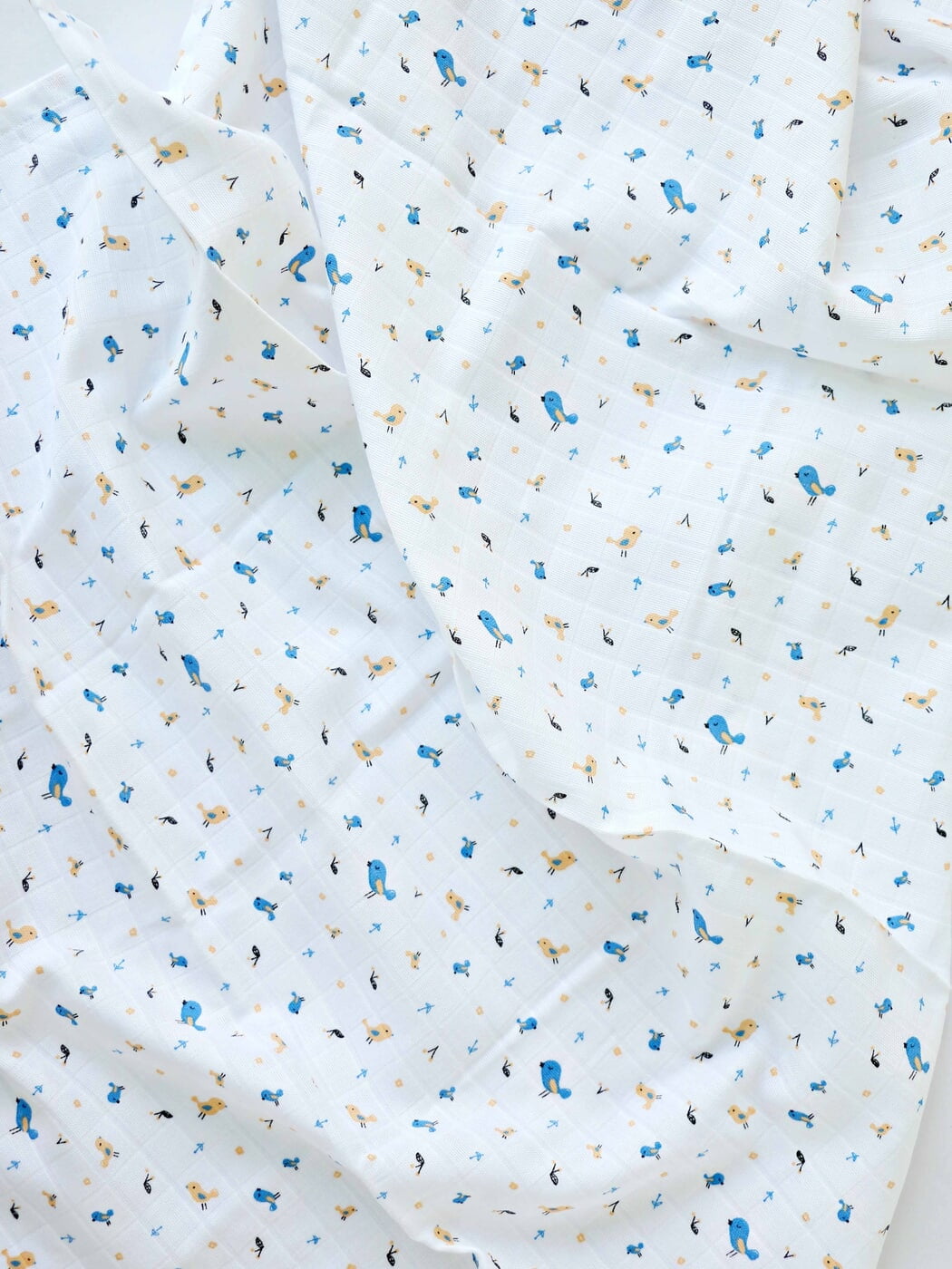 Pretty little birds - Organic Cotton (double layer) Baby Muslin Swaddle Set - 110 X 110 cms