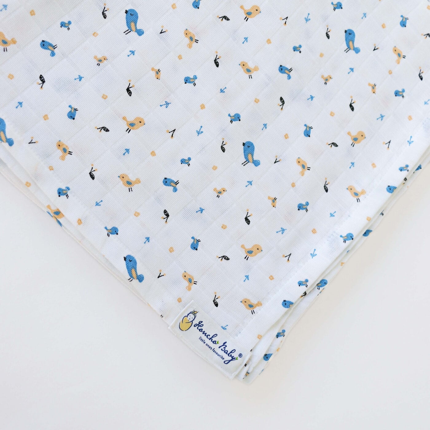 Pretty little birds - Organic Cotton (double layer) Baby Muslin Swaddle Set - 110 X 110 cms