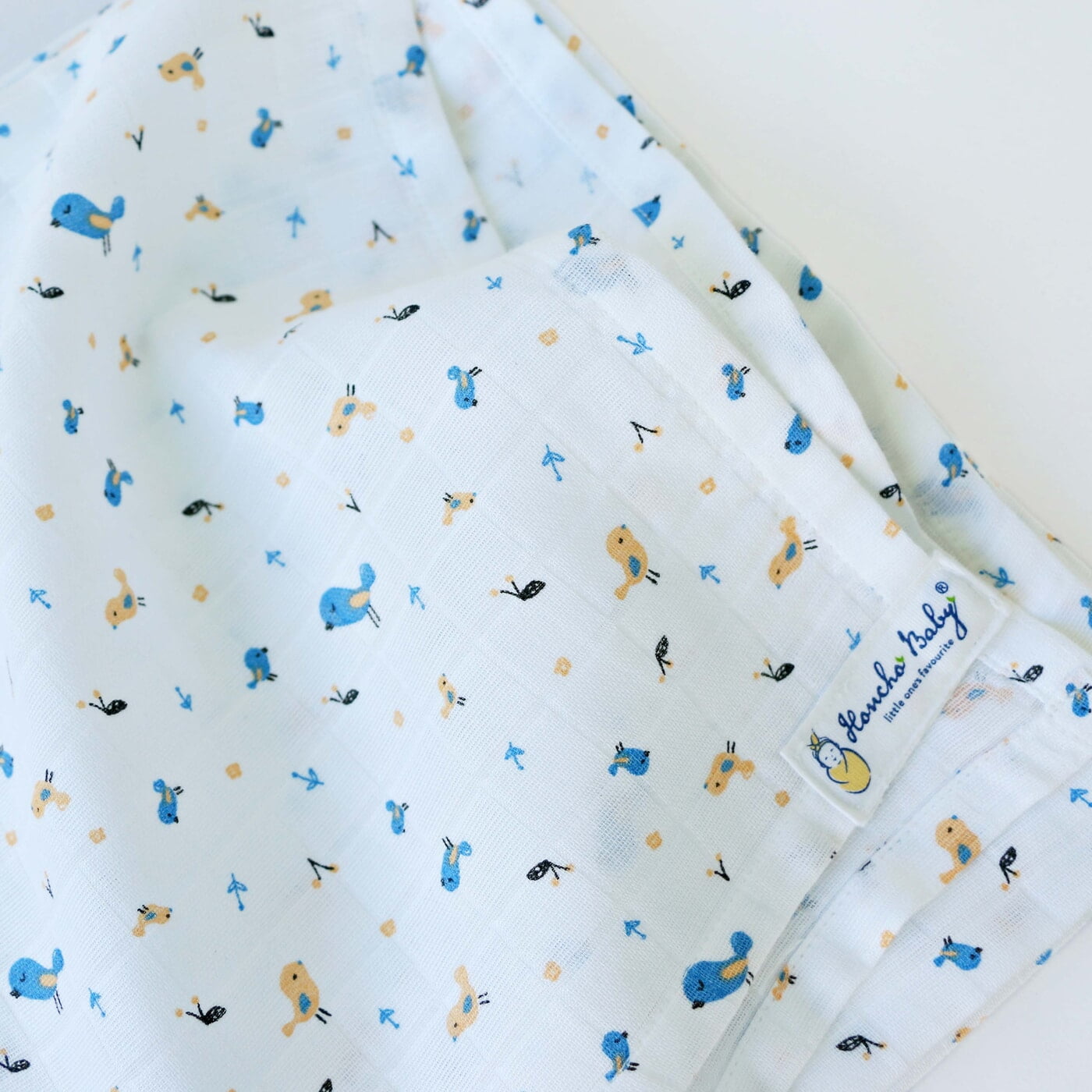Pretty little birds - Organic Cotton (double layer) Baby Muslin Swaddle Set - 110 X 110 cms