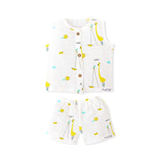 Giraffe Tales & Tweets - Muslin Unisex Sleeveless top & Shorts (0 - 4years)