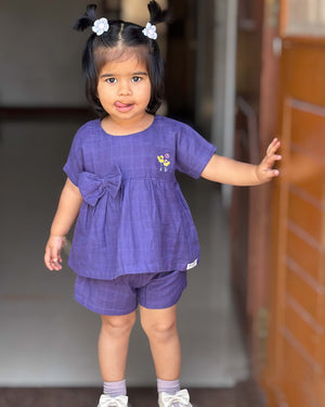 Petals and Butterfly Girls Co-ord set (0 months - 4 years) | 1 pack | Purple