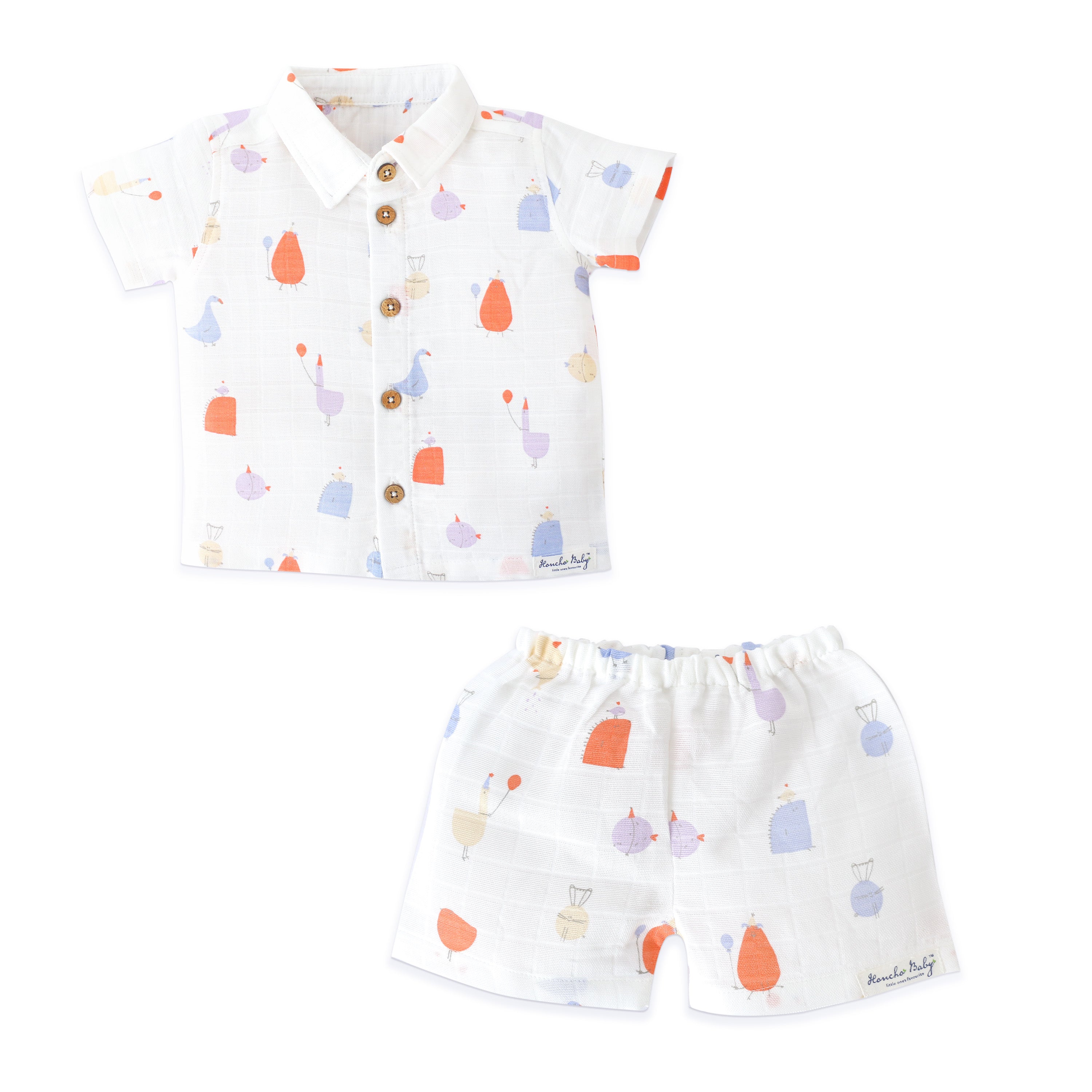 Boys Muslin Shirt & Shorts Set (0M – 5Y) -  Magic Doodles