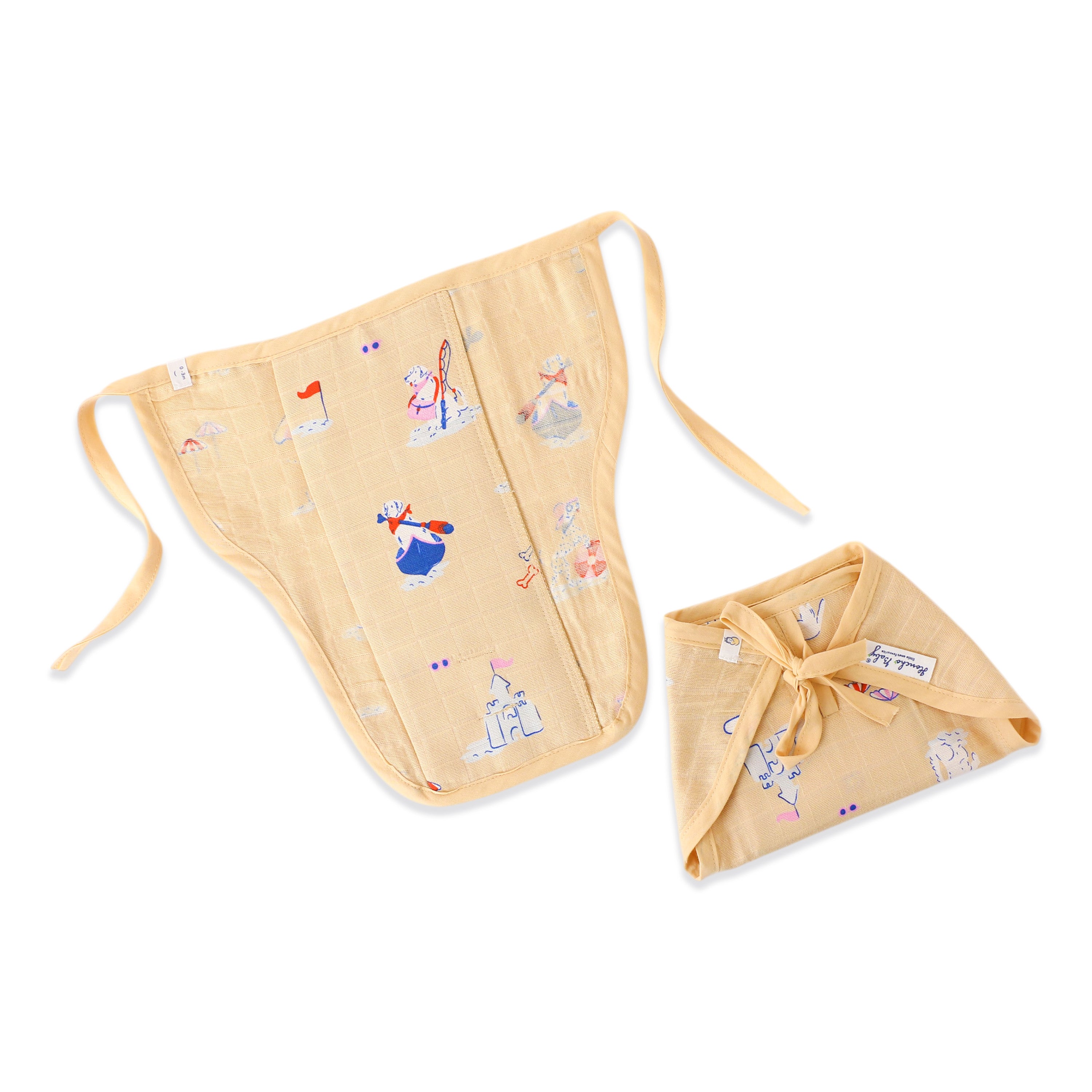 Assorted 3 pack - Muslin Knot jabla & Reusable Muslin Nappies / Langot (4 Layered Central Panel) - Wonderland Tales Combo NEW