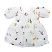 Farmyard Tales - Half Sleeve Puff Muslin Cotton Frock with Bow (0m to 5years) NEW