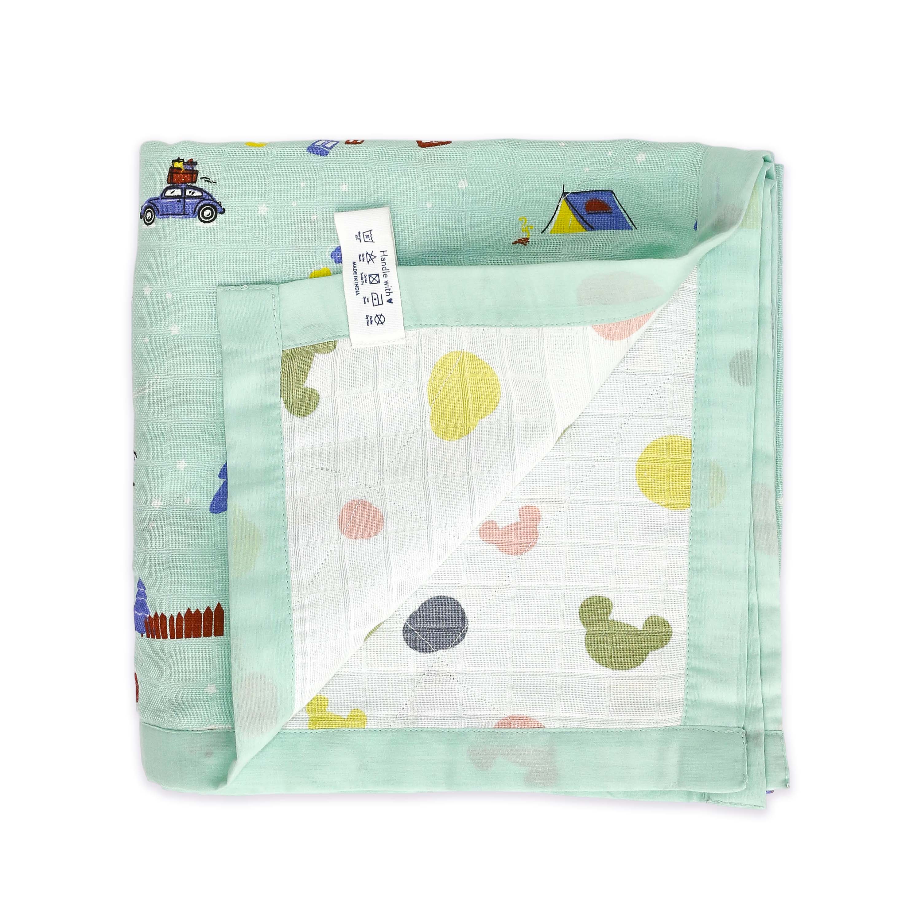 Snowy Village Tales & Candy Cloud Dots - Reversible Blanket/Quilt