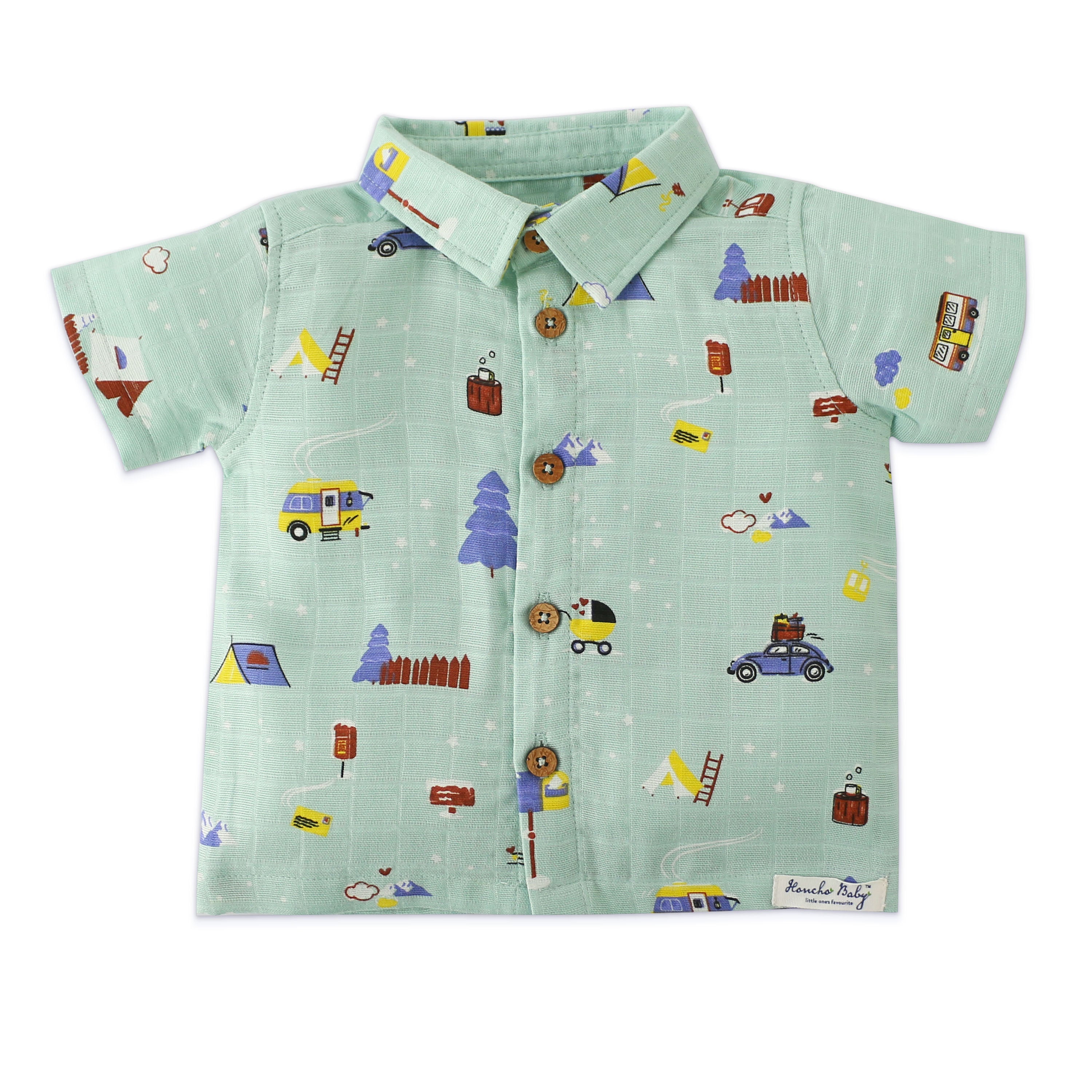 Boys Muslin Shirt & Shorts Set (0M – 5Y) -  Snowy Village Tales