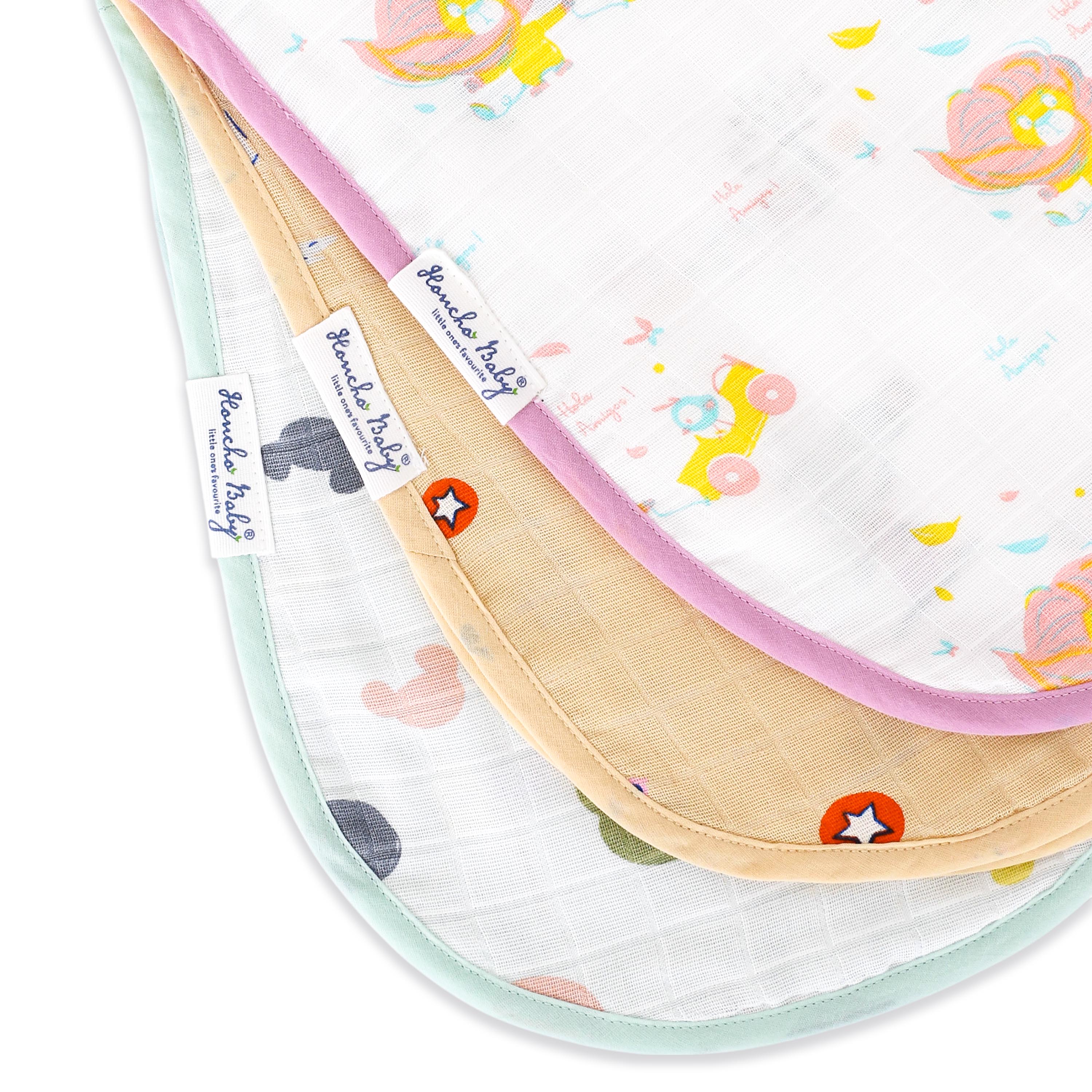 Muslin Reversible Burp Cloth - Pack of 3 NEW
