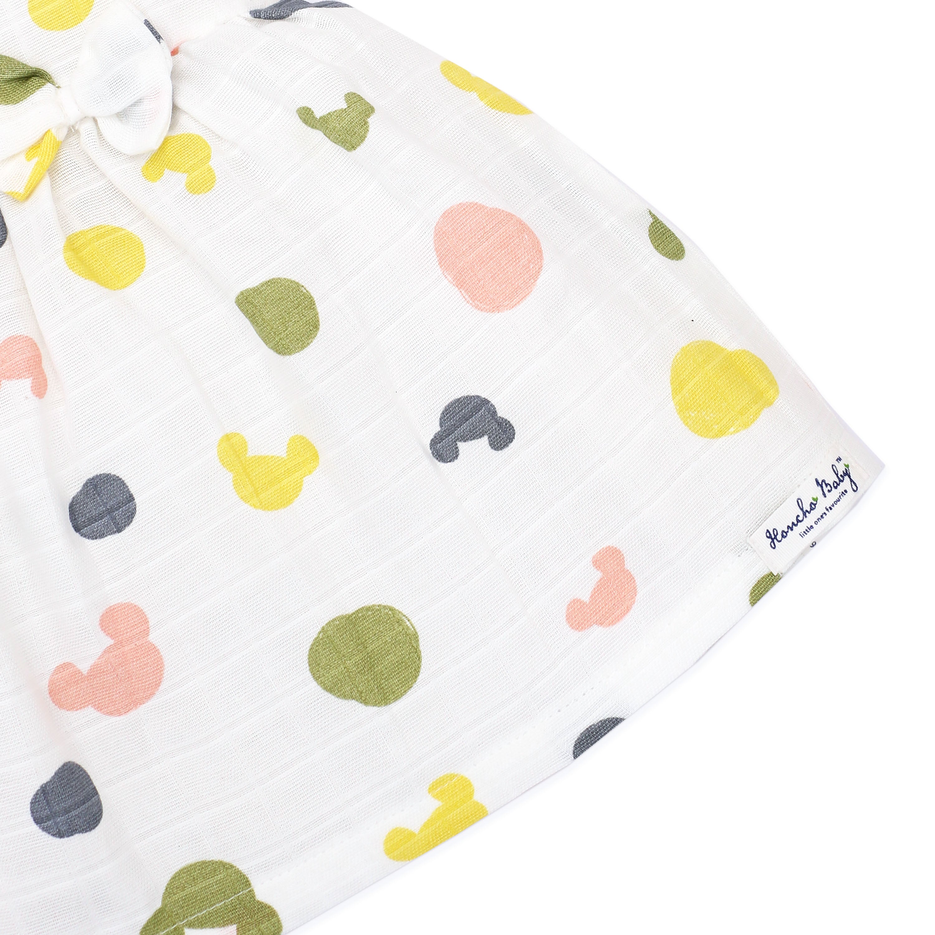 Candy Cloud Dots - Half Sleeve Puff Muslin Cotton Frock with Bow (0m to 5 years) NEW