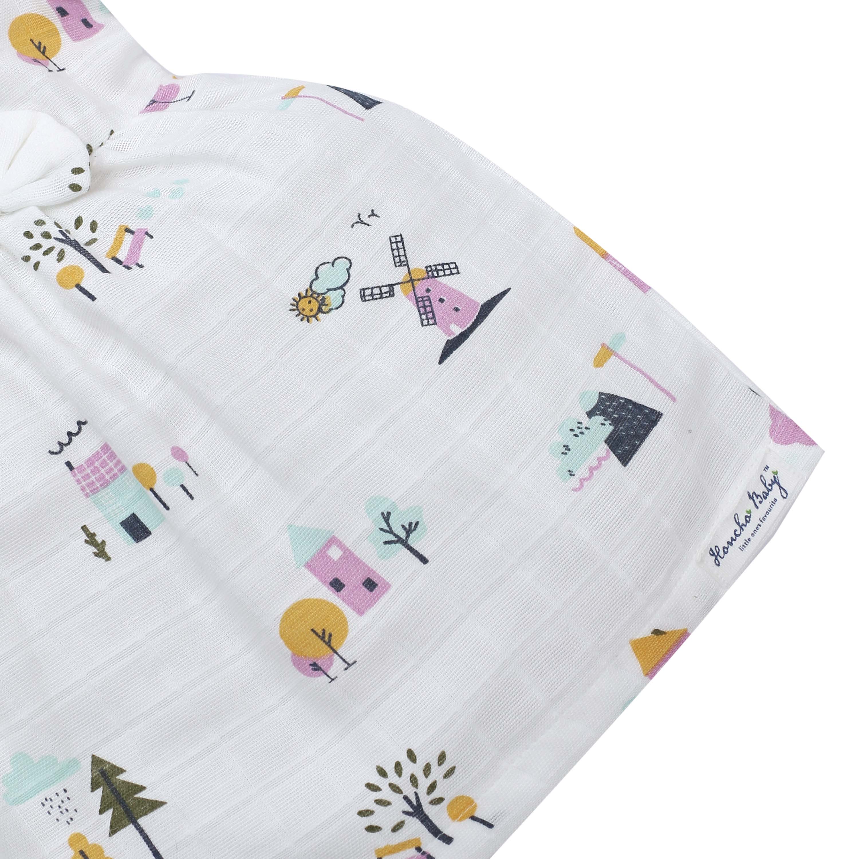 Farmyard Tales - Half Sleeve Puff Muslin Cotton Frock with Bow (0m to 5years) NEW
