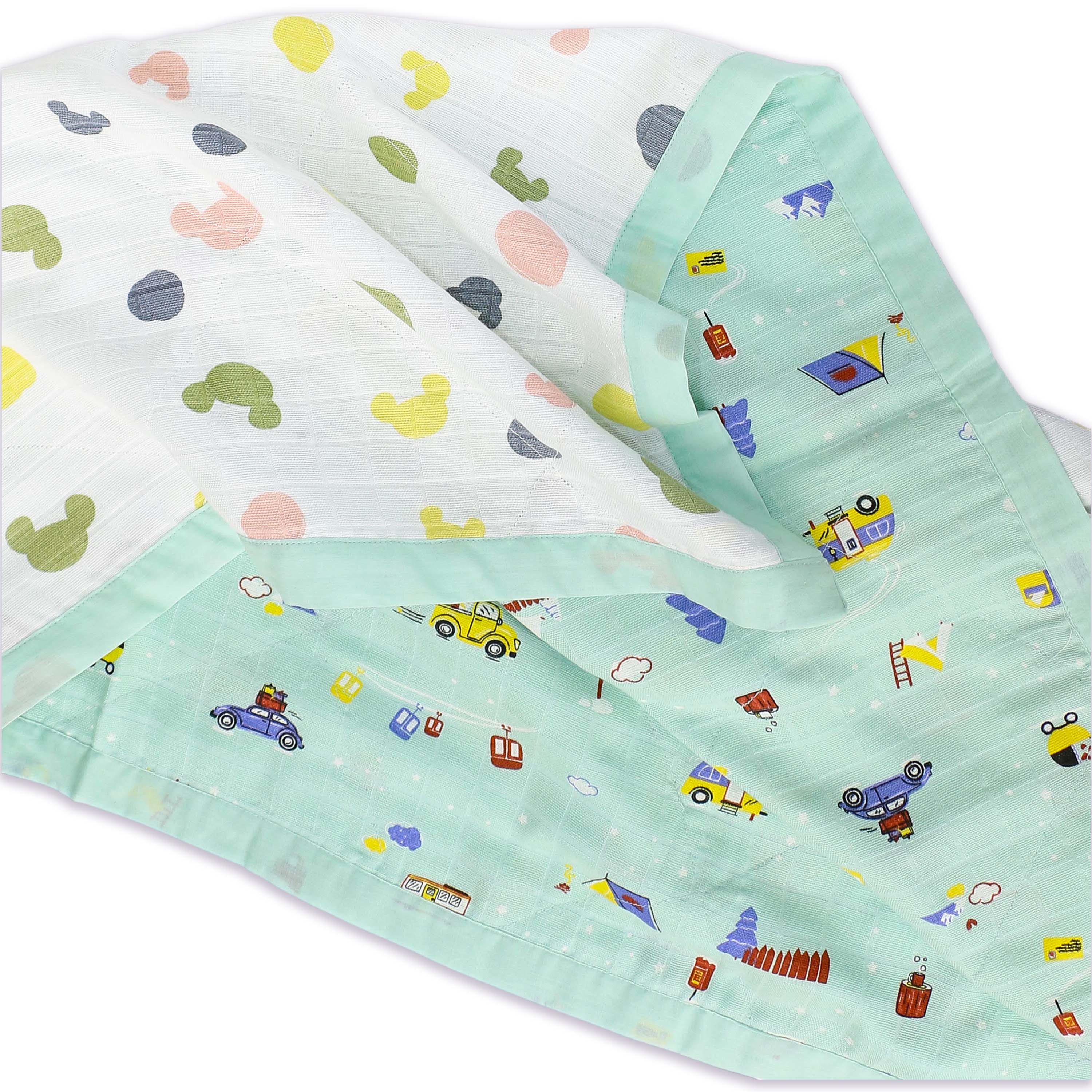 Snowy Village Tales & Candy Cloud Dots - Reversible Blanket/Quilt