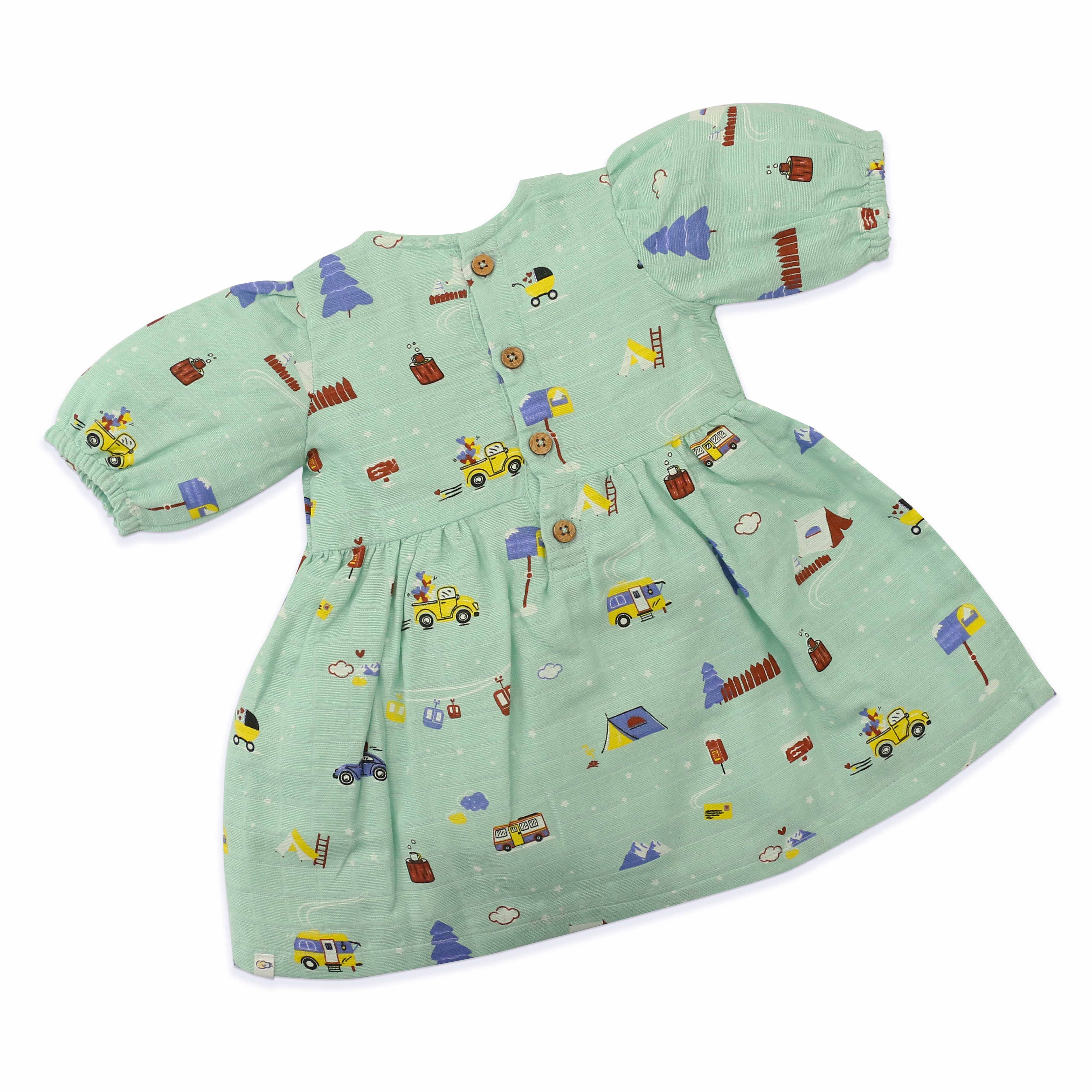 Snowy Village Tales - Half Sleeve Puff Muslin Cotton Frock with Bow (0m to 5 years) NEW