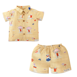 Pawsome Beach Day - Muslin Half Sleeve Top & Shorts Set (0M – 5Y)