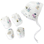 Baby Cap, Mittens and booties Set - Farmyard Tales  (0 - 3 months)