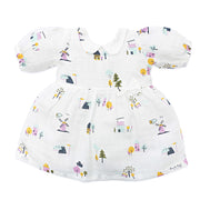 Farmyard Tales - Half Sleeve Puff Muslin Cotton Frock with Bow (0m to 5years) NEW