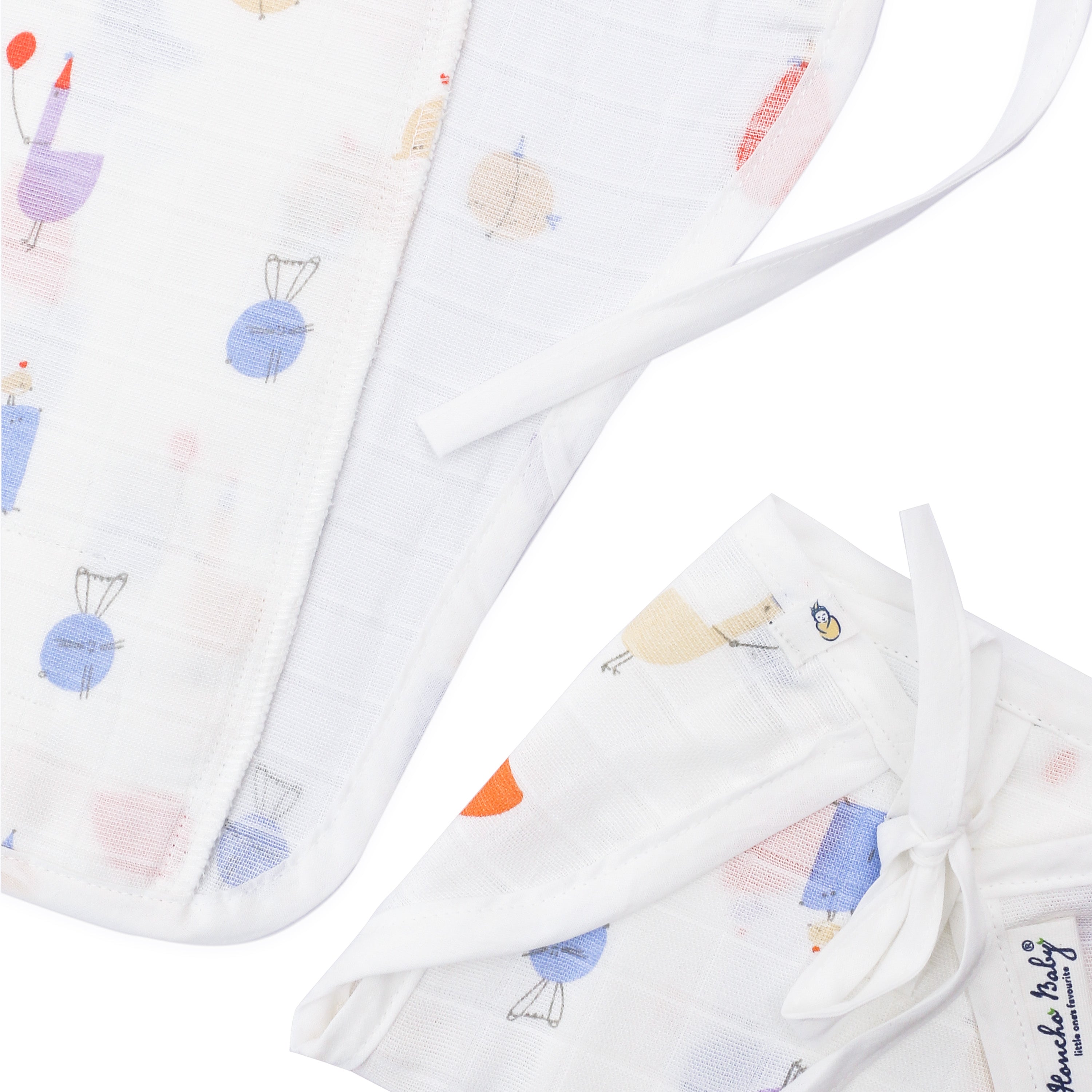 Assorted 3 pack - Reusable Muslin Nappies / Langot (4 Layered Central Panel) - Little Adventure Combo