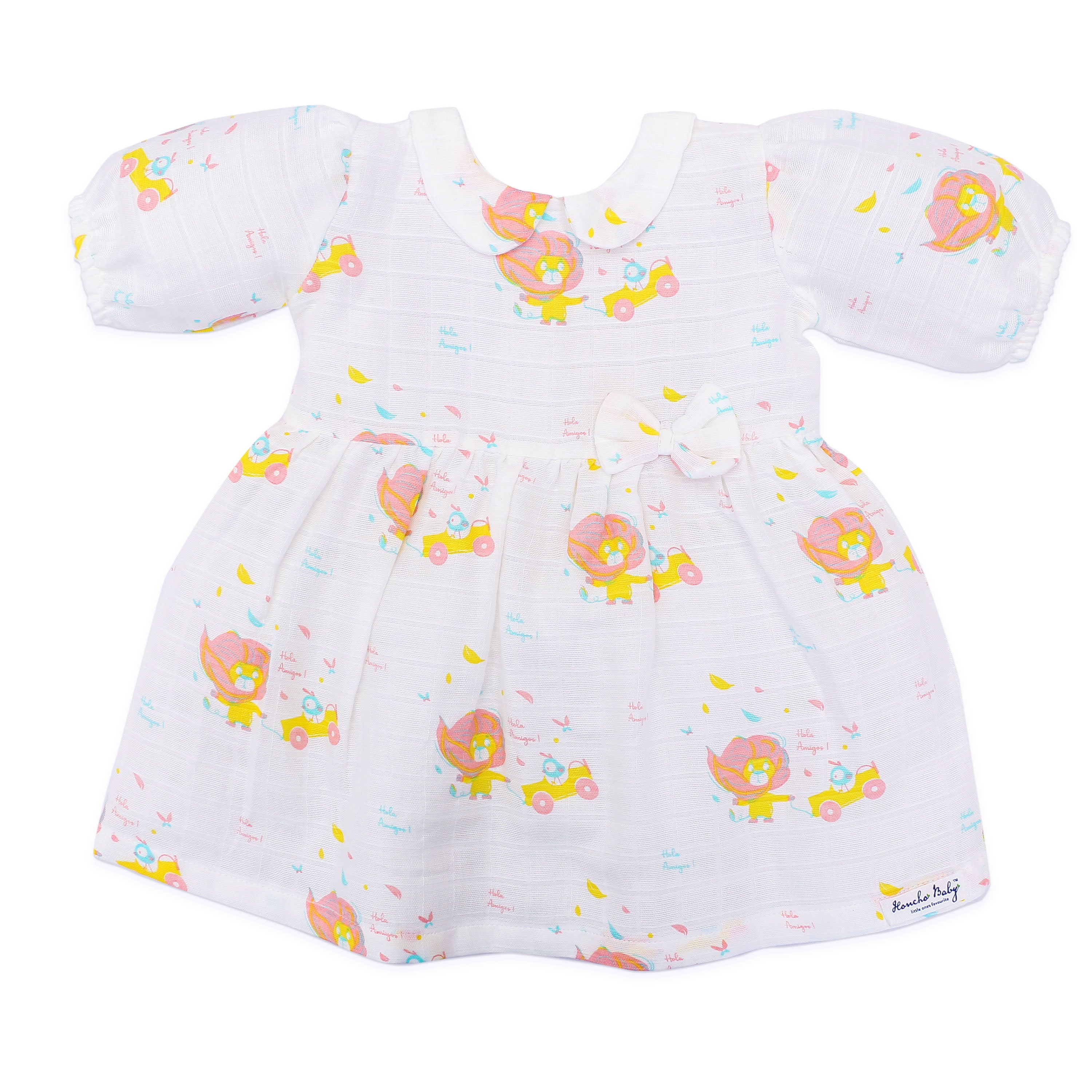 Lion & The Bird - Half Sleeve Puff Muslin Cotton Frock with Bloomers (0m to 5 years) NEW