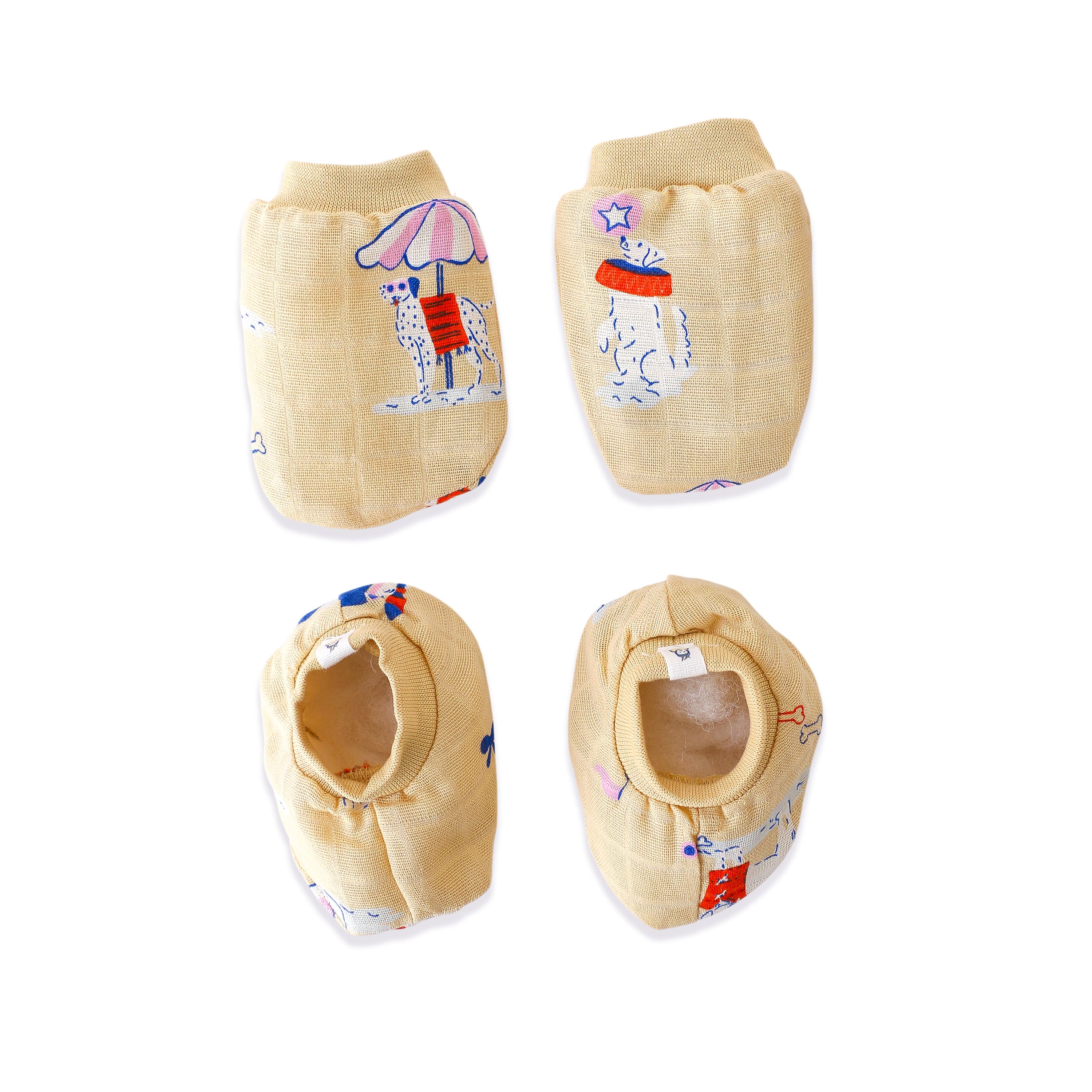 Baby Cap, Mittens and booties Set - Pawsome Beach Day  (0 - 3 months)