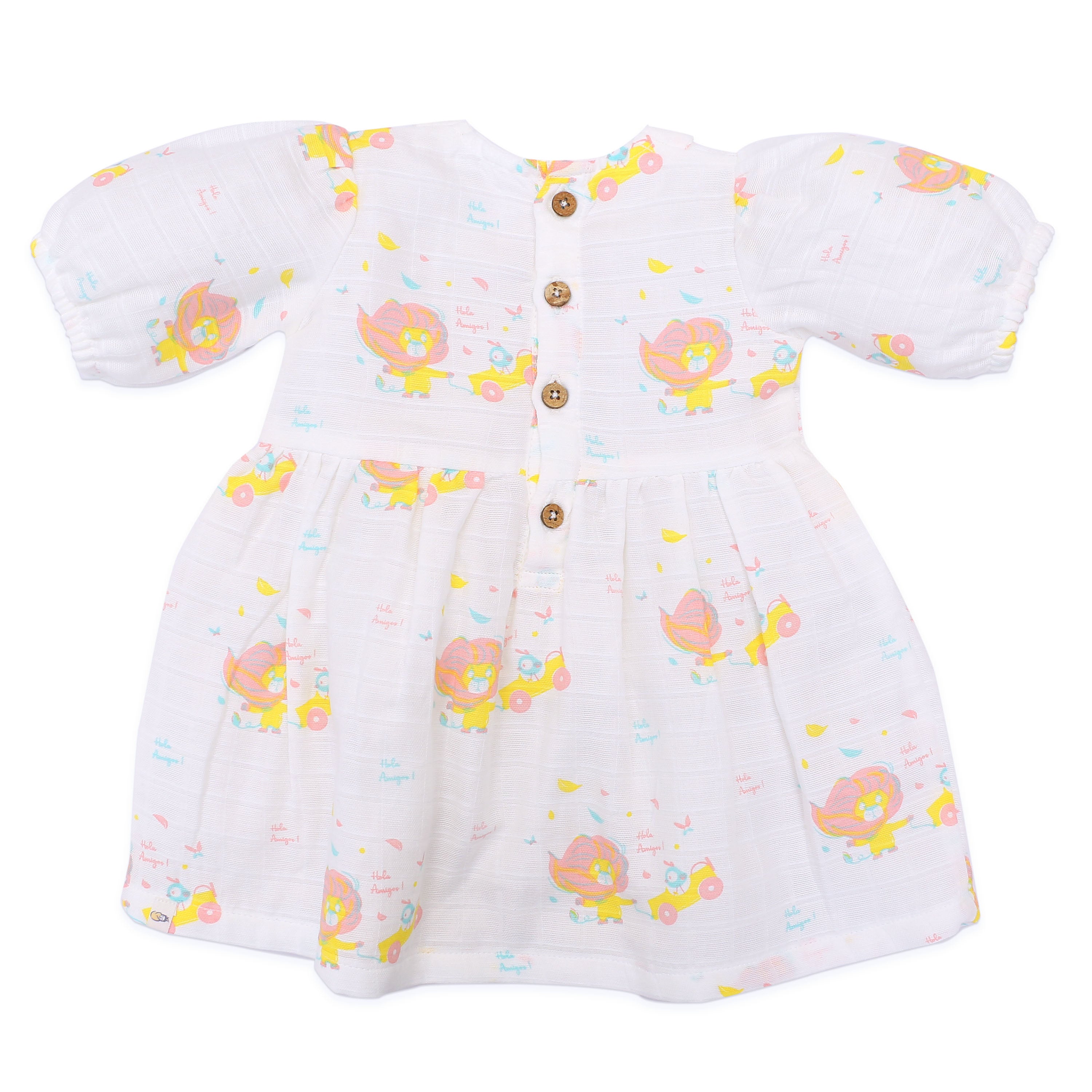 Lion & The Bird - Half Sleeve Puff Muslin Cotton Frock with Bloomers (0m to 5 years) NEW