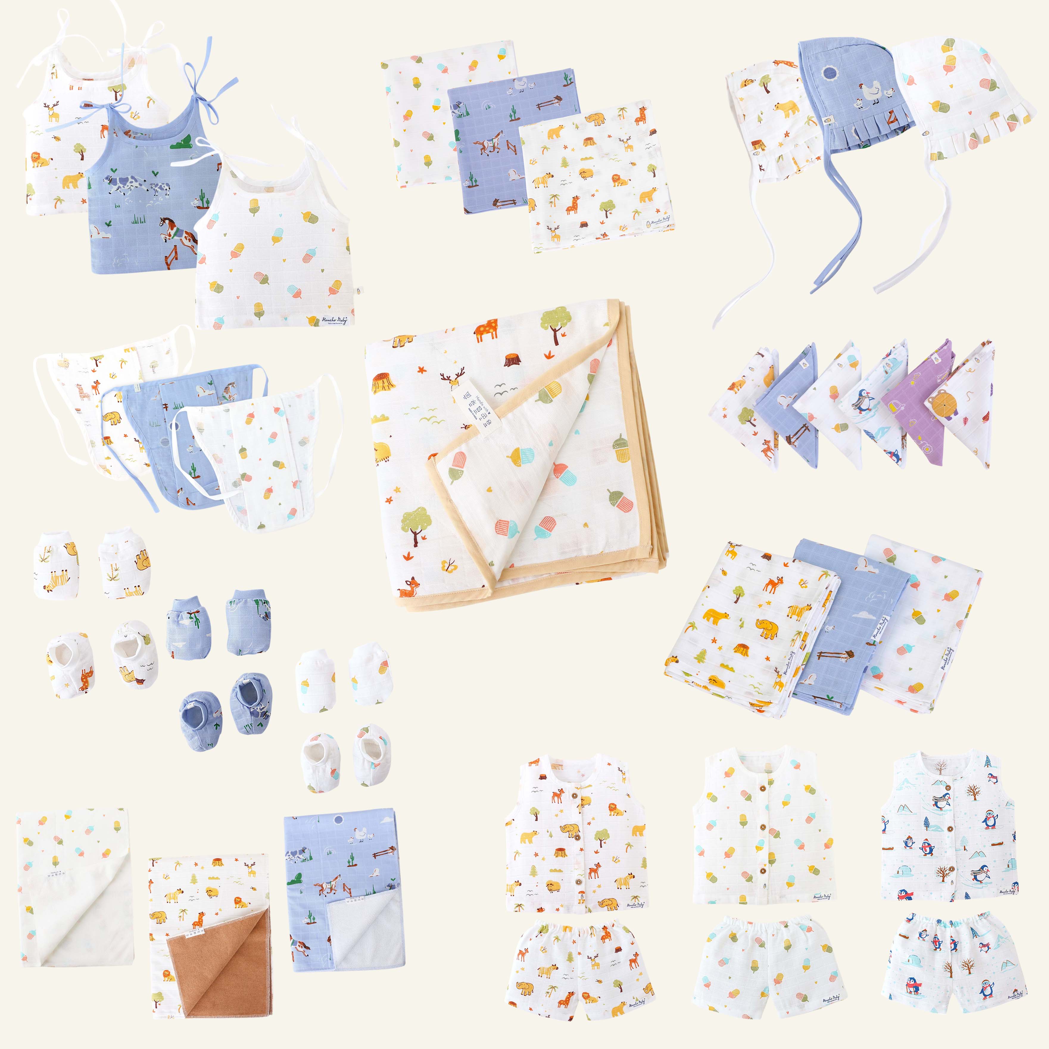 New born Baby's First Wardrobe - 34 Piece Bundle Gift set (Tiny Tales Combo)