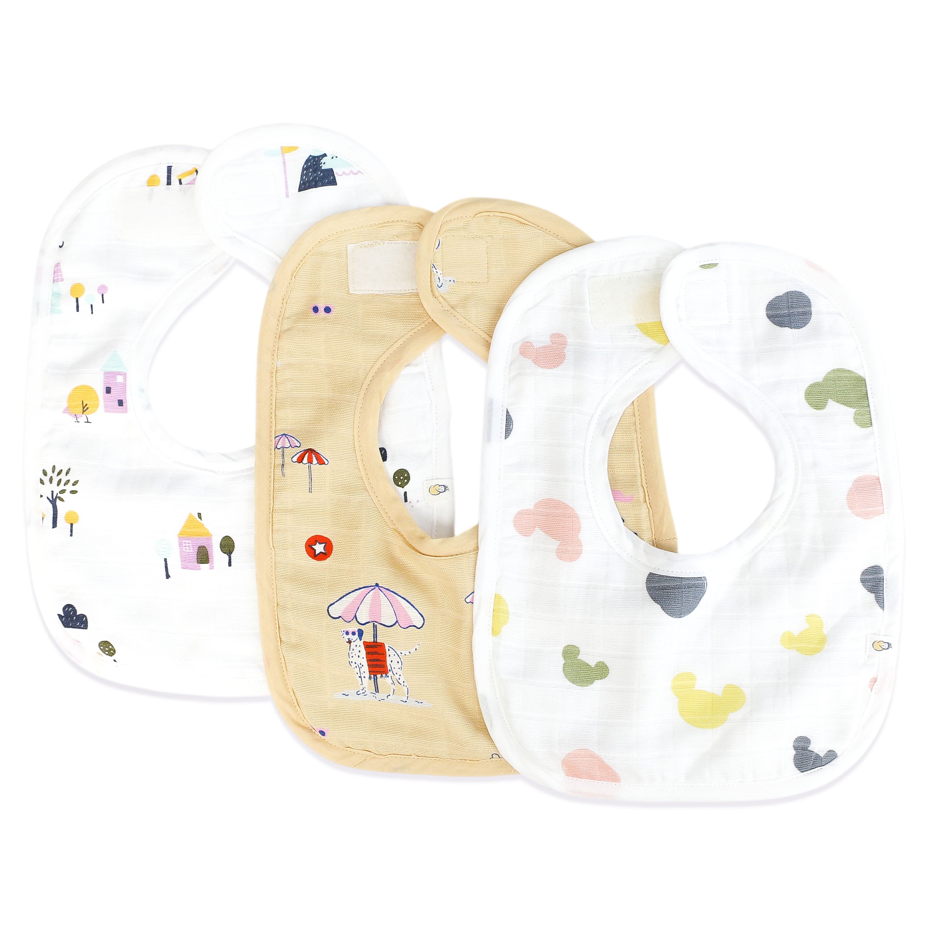 Reversible Muslin and Terry Bib - Assorted 3 Pack - Wonder Tales Combo  NEW