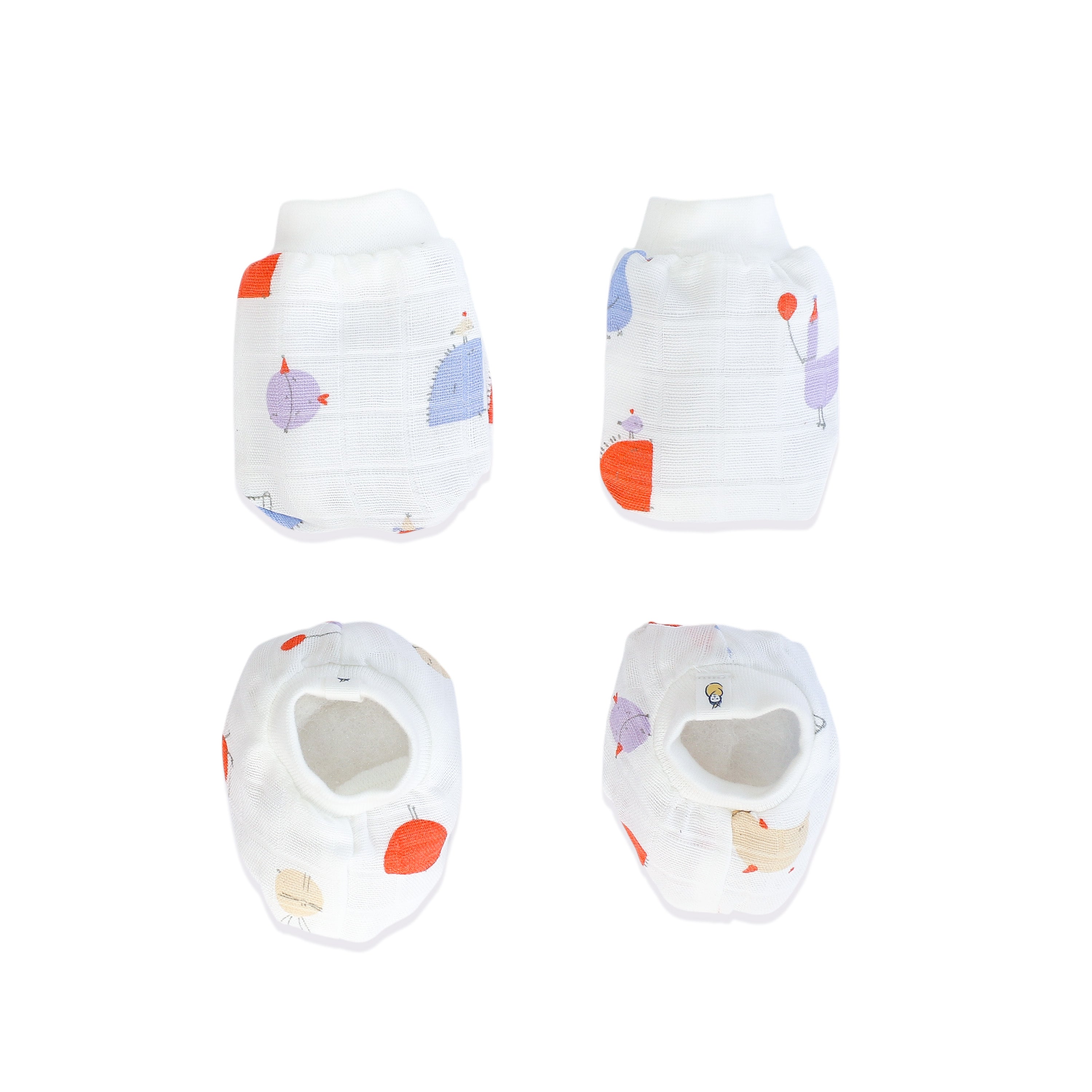 Baby Mittens and Booties 3 Pack Set ( 0 - 4 months ) 100% Cotton - Little tiny magic Combo