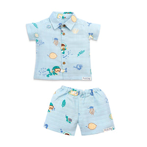 Muslin Half Sleeve Top & Shorts Set (0M – 5Y) Mini Scuba Squad