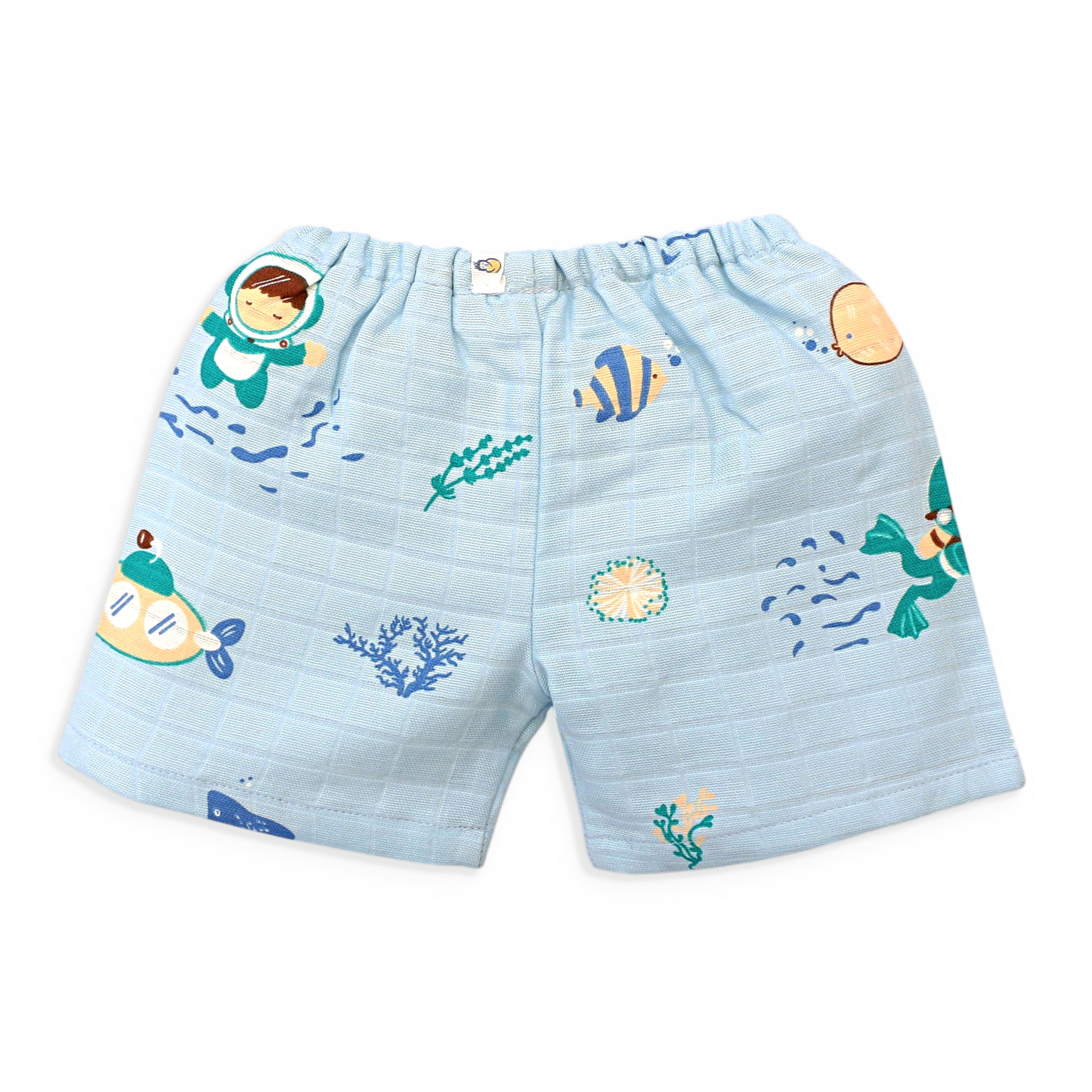 Muslin Half Sleeve Top & Shorts Set (0M – 5Y) Mini Scuba Squad