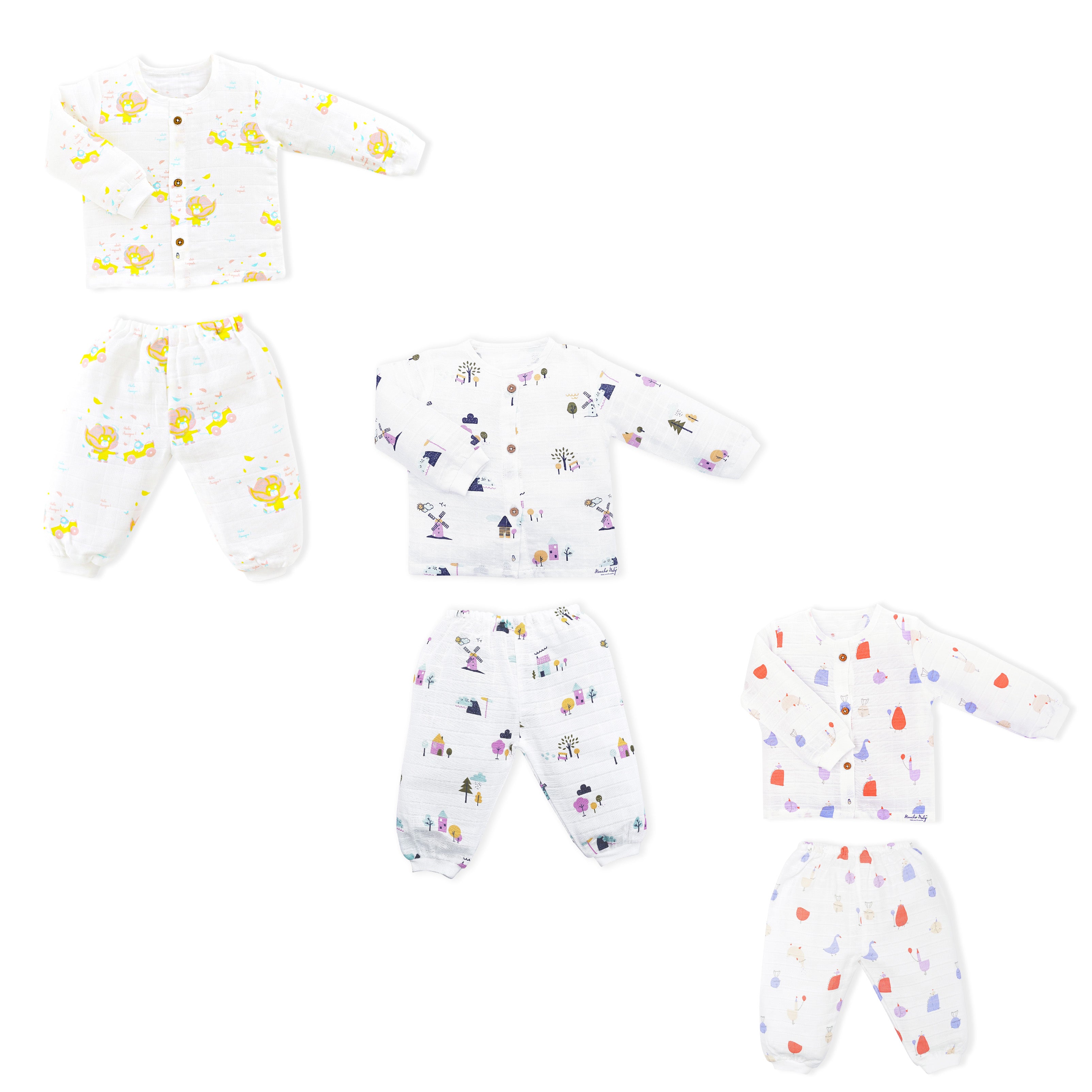 Baby Full Sleeve & Pant Sets 3-Pack Combo - Unisex (0-5 Years)