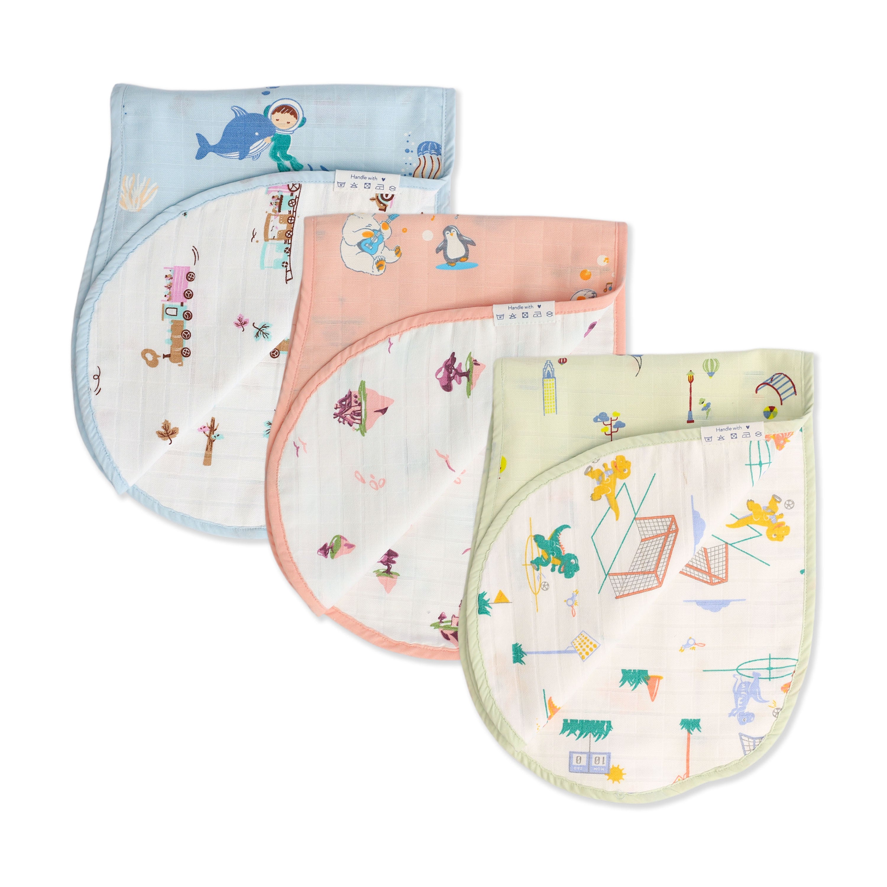 Muslin Reversible Burp Cloth Pack of 3 - S9