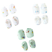 Baby Mittens and Booties 3 Pack Set ( 0 - 4 months ) 100% Cotton Rainbow Snowy Combo