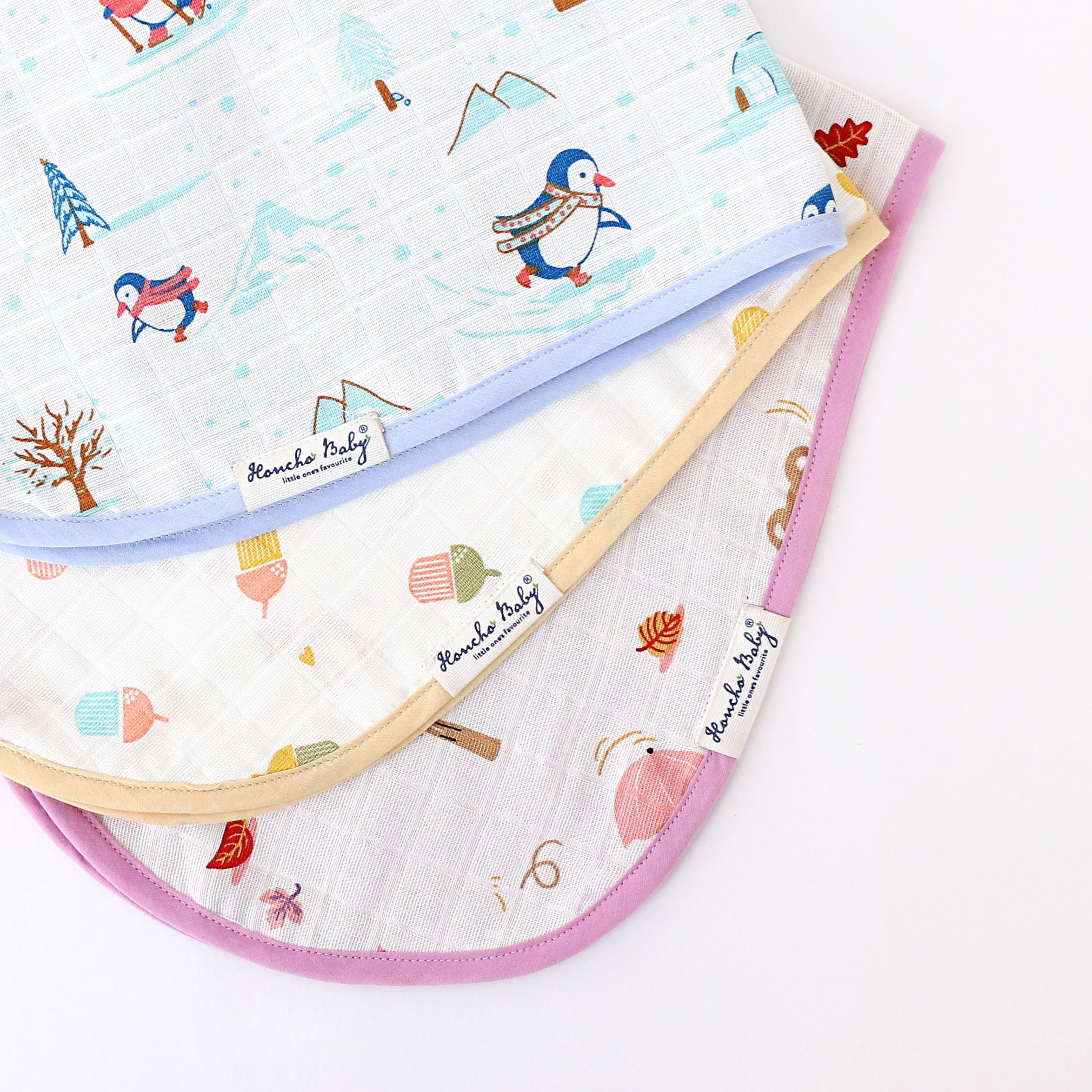 Muslin Reversible Burp Cloth - Pack of 3