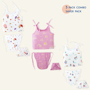 Assorted 3 pack - Muslin Knot jabla & Reusable Muslin Nappies / Langot (4 Layered Central Panel) - Little explorer combo