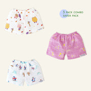 Muslin Unisex Shorts- Assorted Pack of 3 (0 - 4 years) Little Explorer combo
