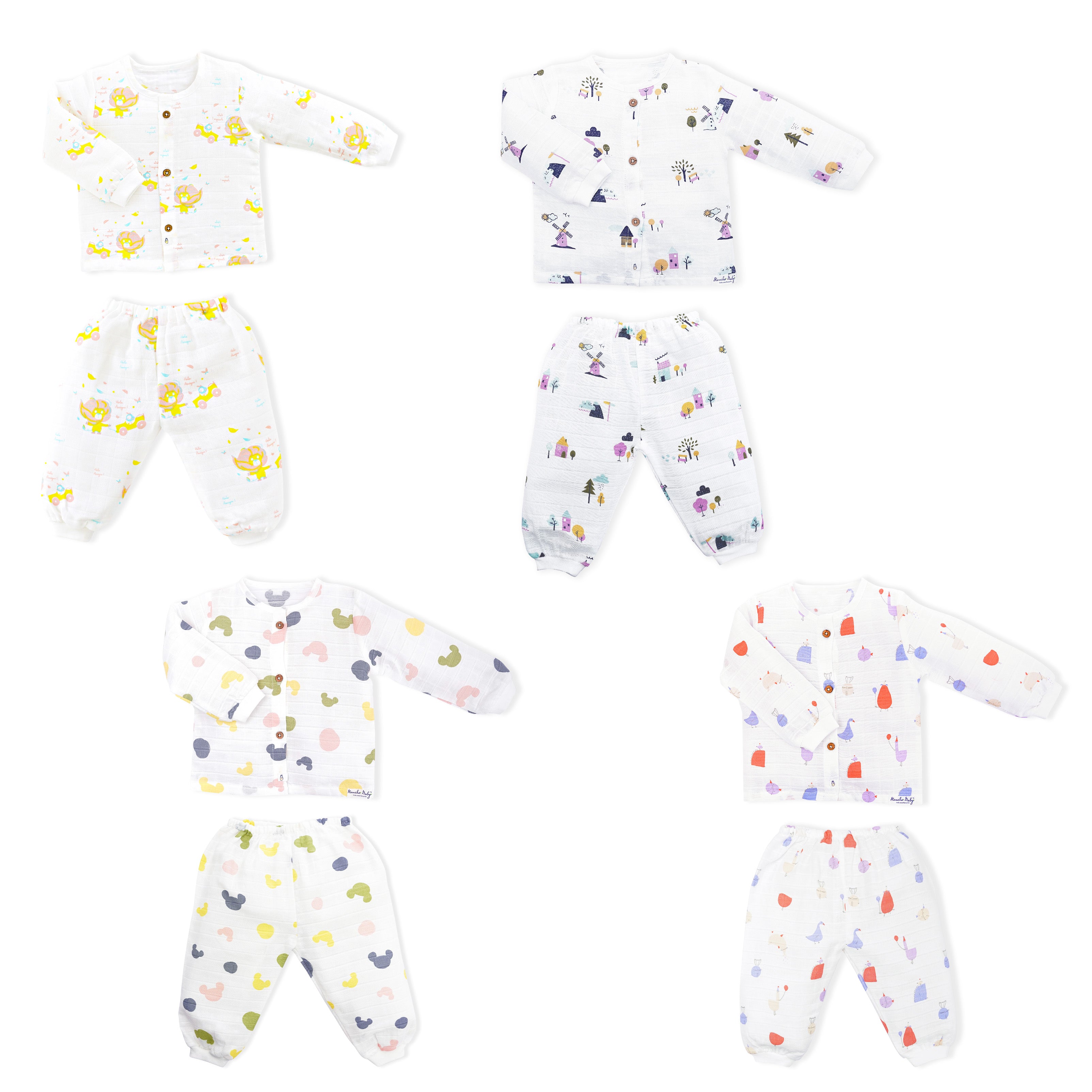 Baby Full Sleeve & Pant Sets 4-Pack Combo - Unisex (0-5 Years)