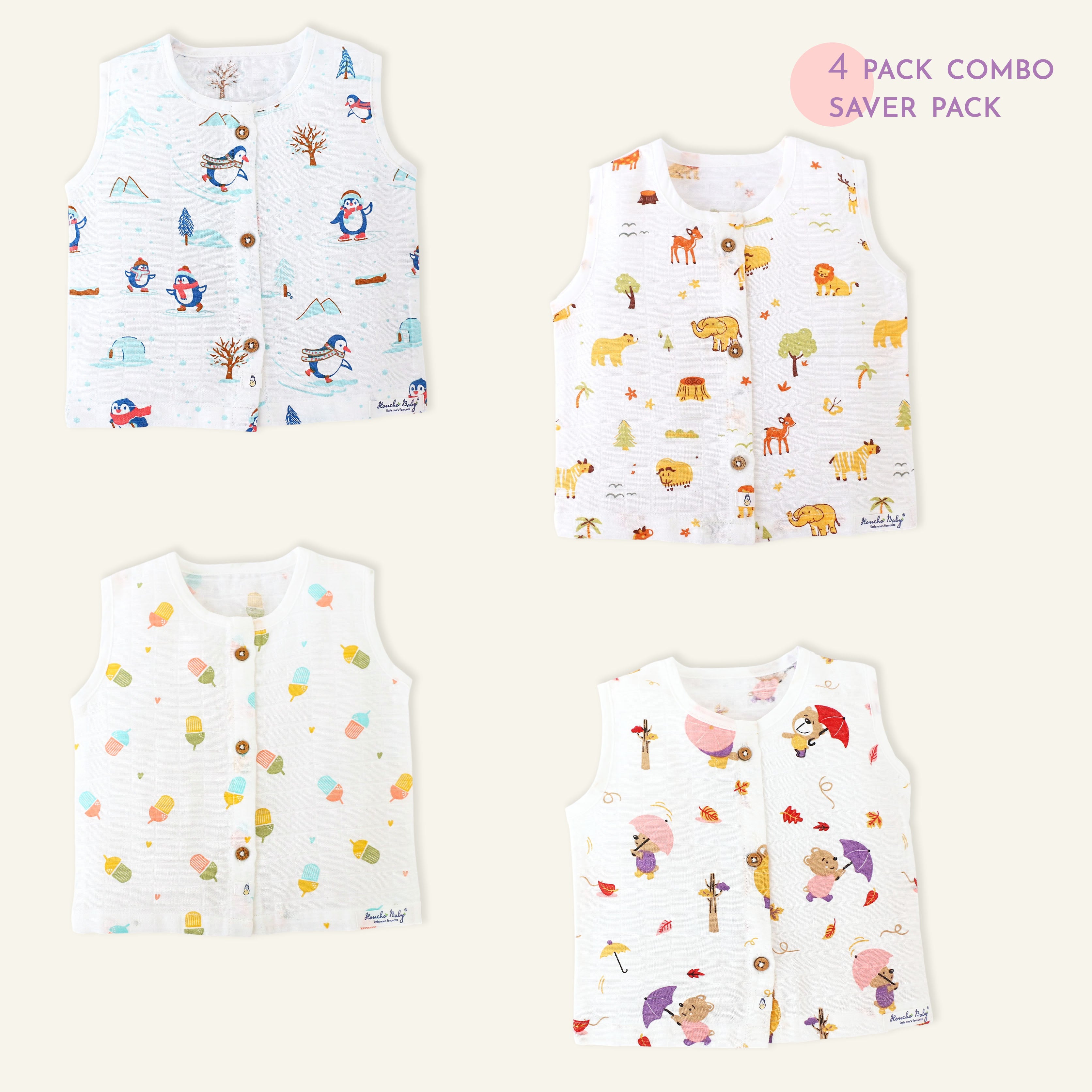 Sleeveless Top (newborn to 4years) Assorted 4 Pack - S7
