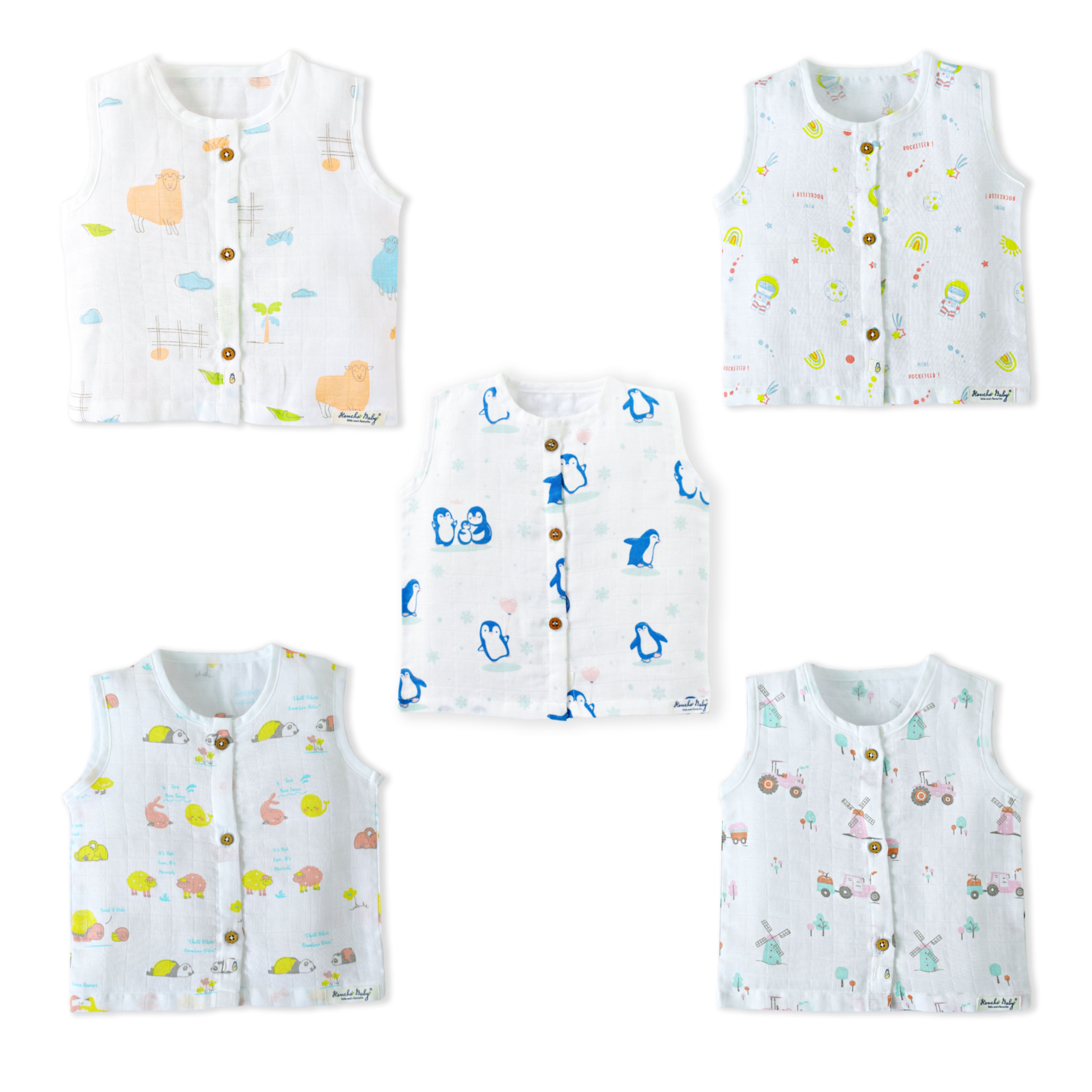 Muslin Sleeveless Top for 9-12 Months - 3 Pack & 5 Pack