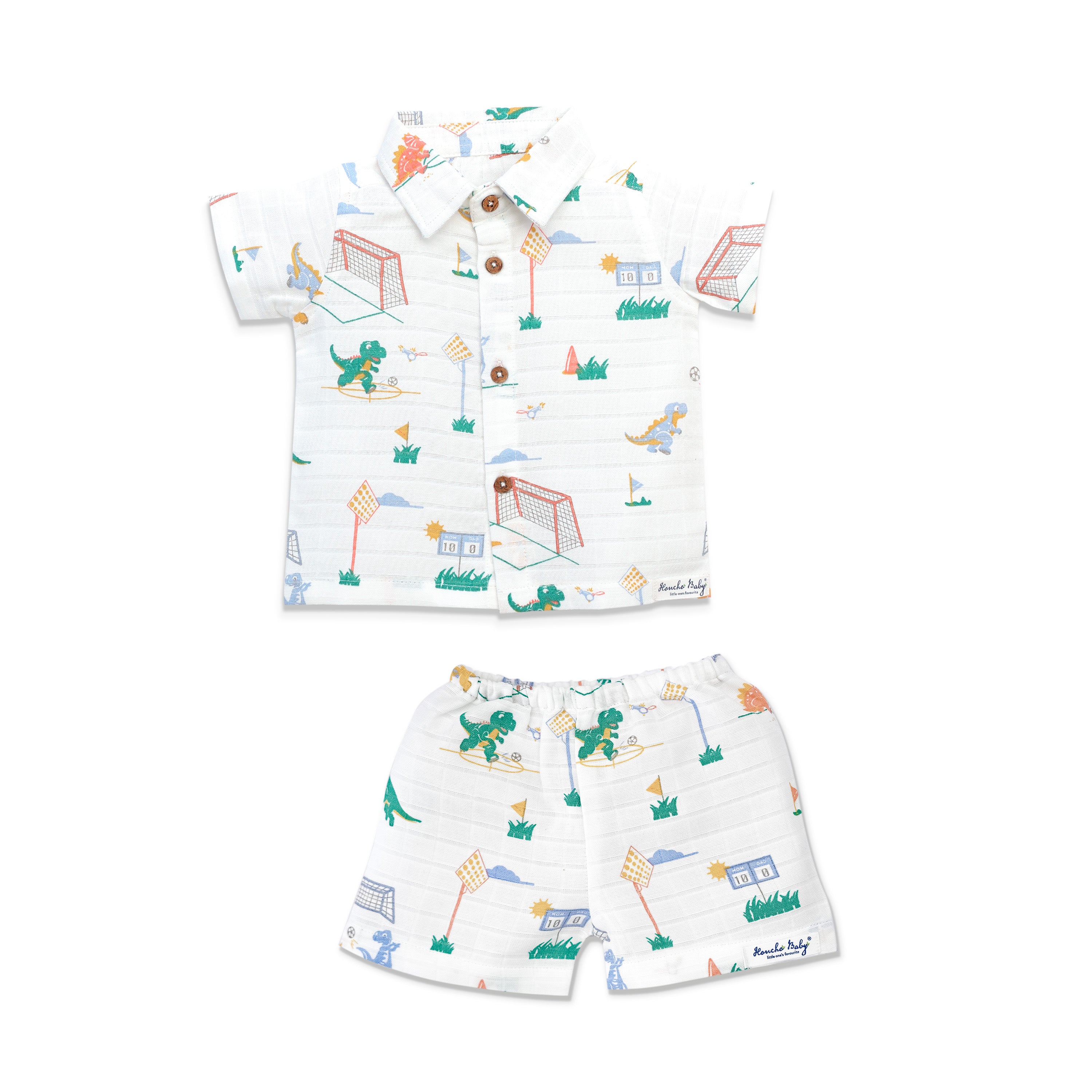 Muslin Half Sleeve Top & Shorts Set (0M – 5Y) Dino & Football