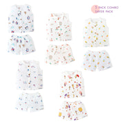 Muslin Unisex Sleeveless top - 5 & Shorts set - 5 (NB - 4years) COMBO SAVER 5 PACK