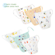 Assorted 6 pack - Reusable Muslin Nappies / Langot (4 Layered Central Panel)