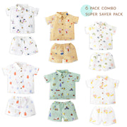 Boys Muslin Shirt & Shorts Set (0M – 5Y) - Assorted 6 Pack  NEW