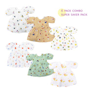 Half Sleeve Puff Muslin Cotton Frock with Bow (0m to 5 years) - Assorted 6 pack