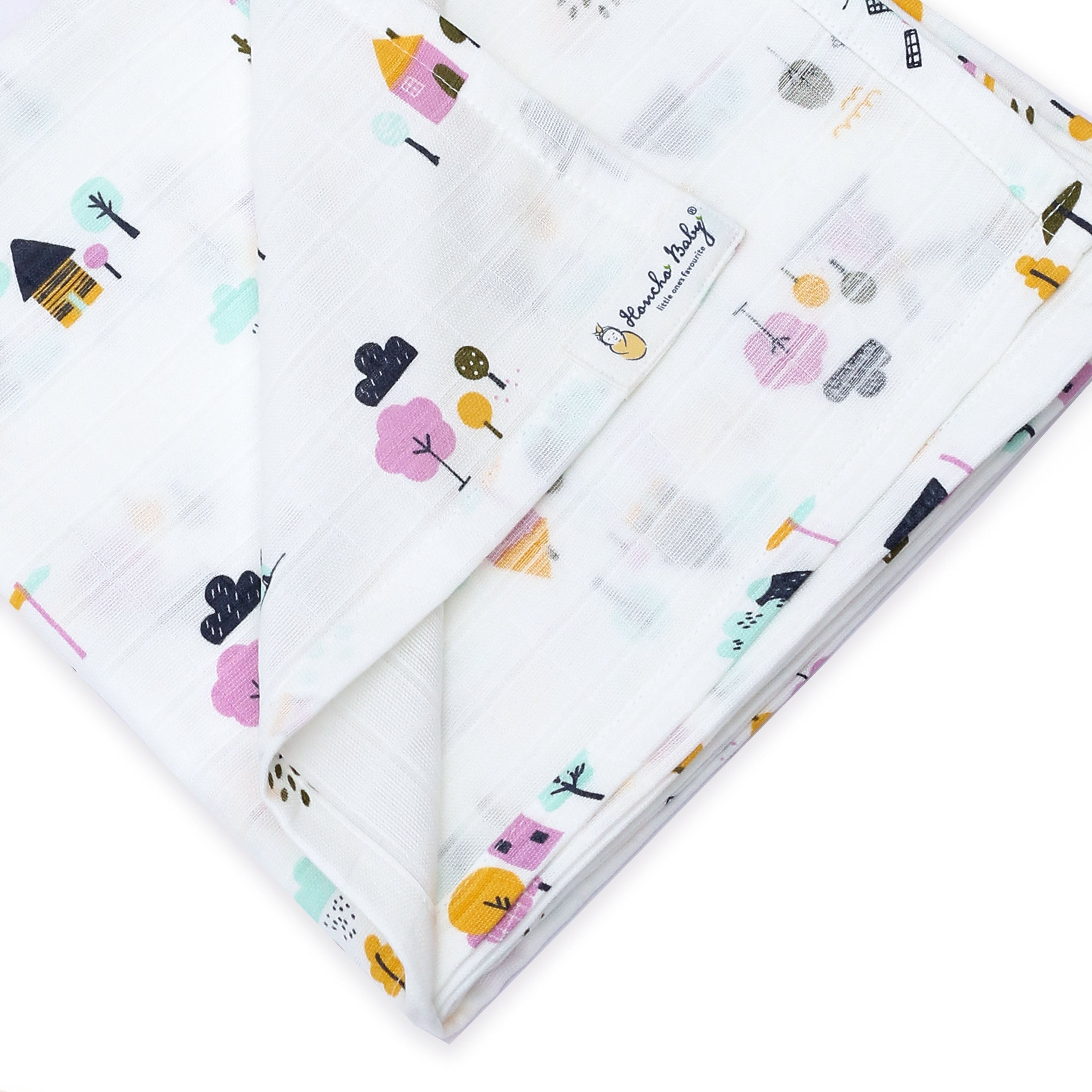 Baby Muslin Swaddle/ Blanket ( double layer ) Organic Cotton - 110 X 110 cms (1 Pack) NEW