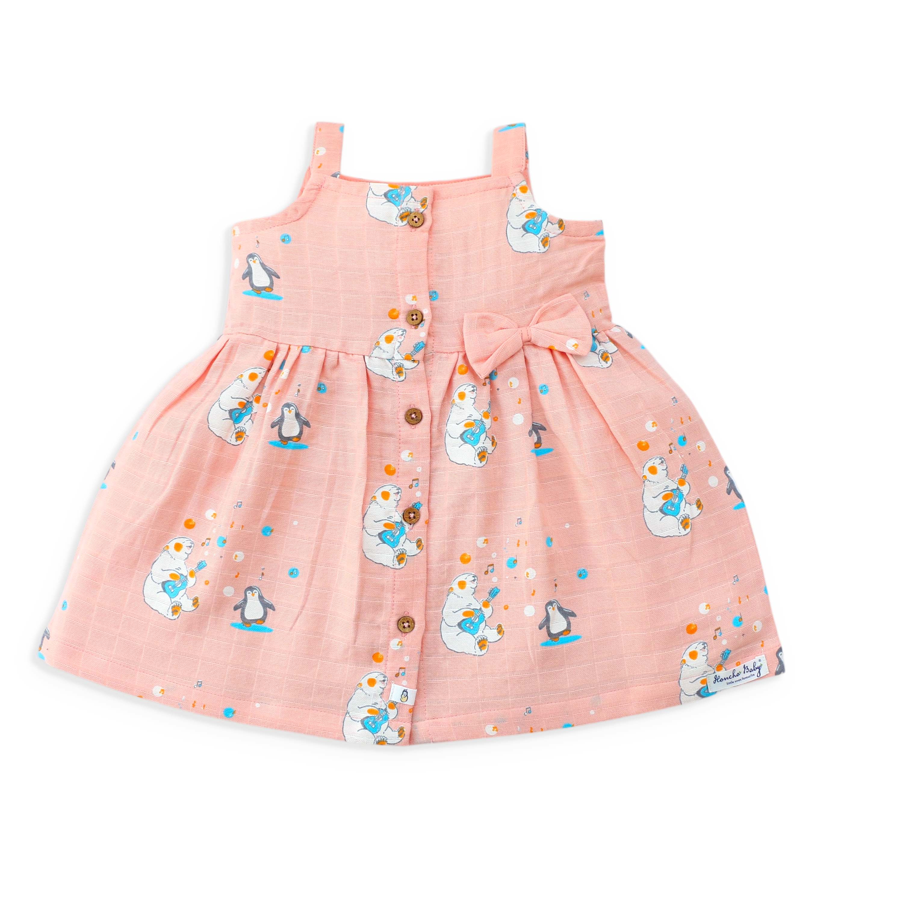 Sleeveless Muslin Cotton Frock with Bow (0 months to 5 years) - Cub's First Concert
