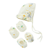 Baby Cap, Mittens and booties Set - Zebra Tales (0-3 Months)