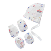 Baby Cap, Mittens and booties Set - Tiny Surf Club (0-3 Months)