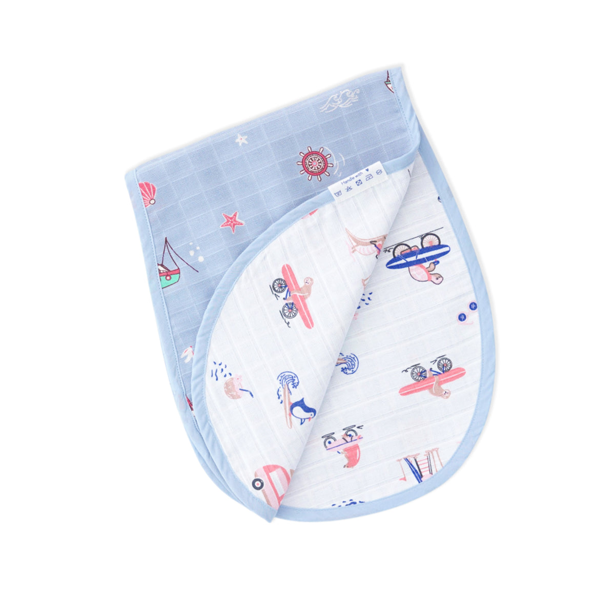 Tiny Surf Club & Lighthouse Magic - 3 Layer Muslin Reversible Burp Cloth