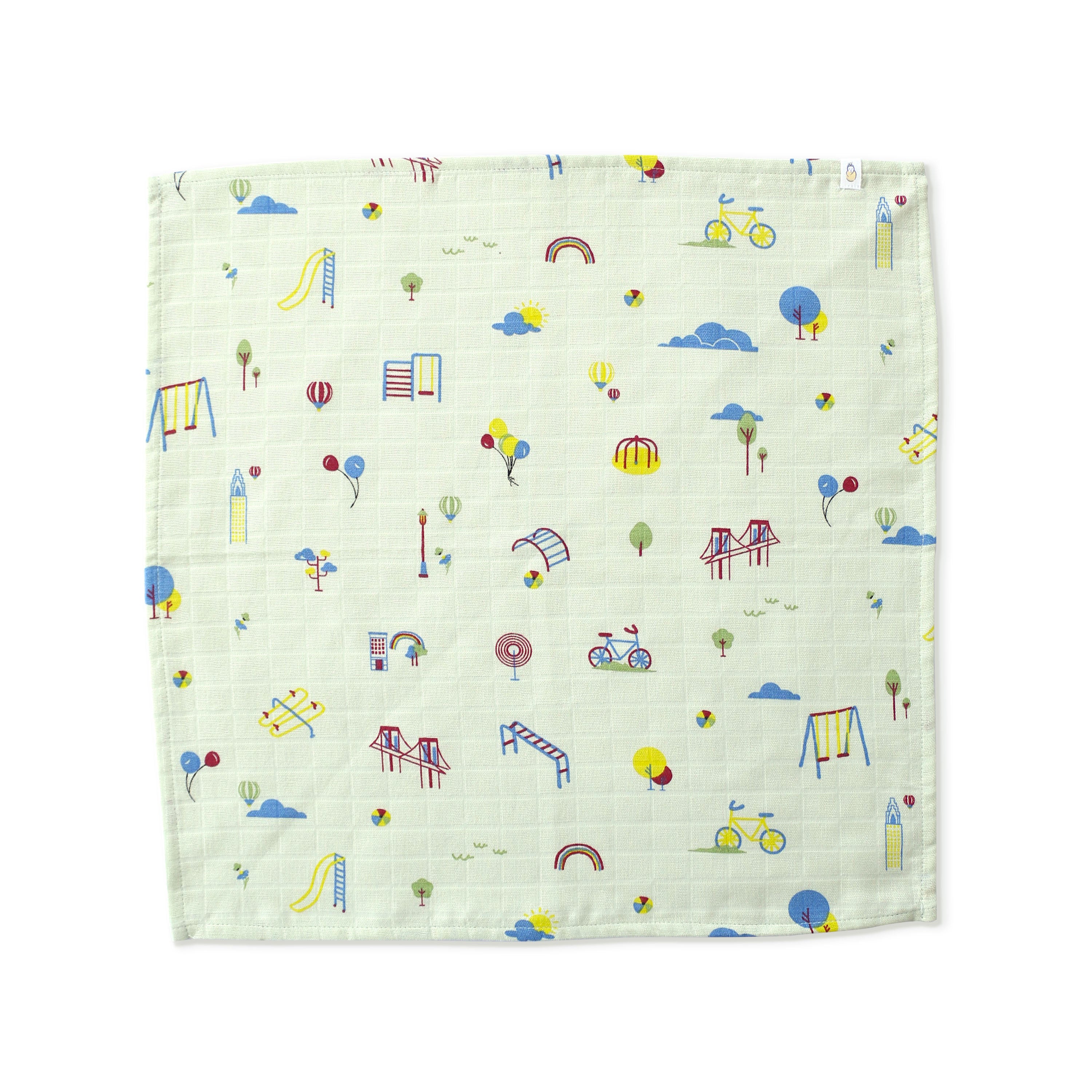 Large Size 38 × 38 cm Muslin Wash Cloth / Handkerchief – 2-Pack (Cub's First Concert & Park Play Days)