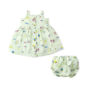Sleeveless Muslin Cotton Frock with Bow & Bloomers (0 months to 5 years) - Park Play Days