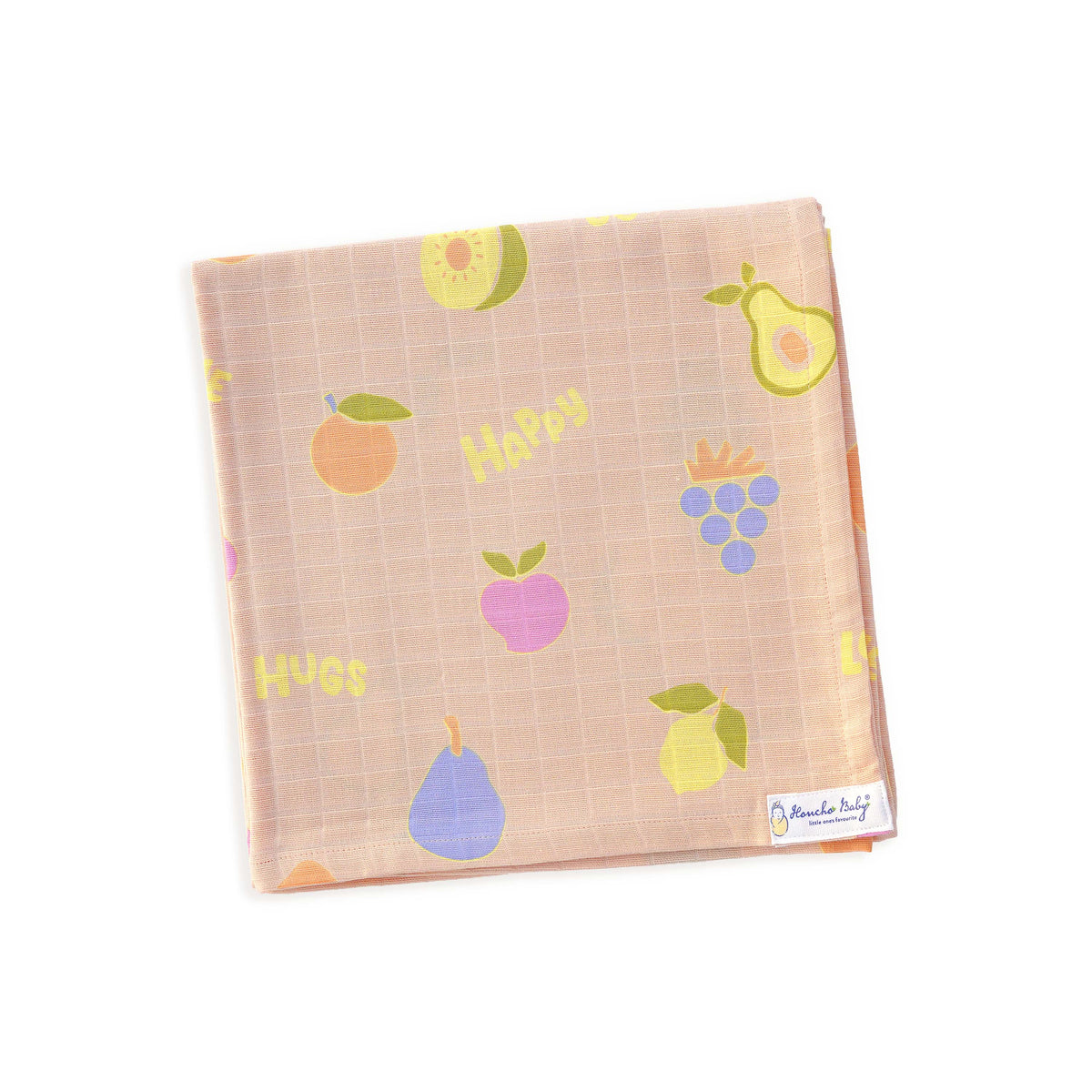 Fruit Hugs - Baby Muslin Swaddle Blanket | 100% Premium Cotton | 110x110 cm